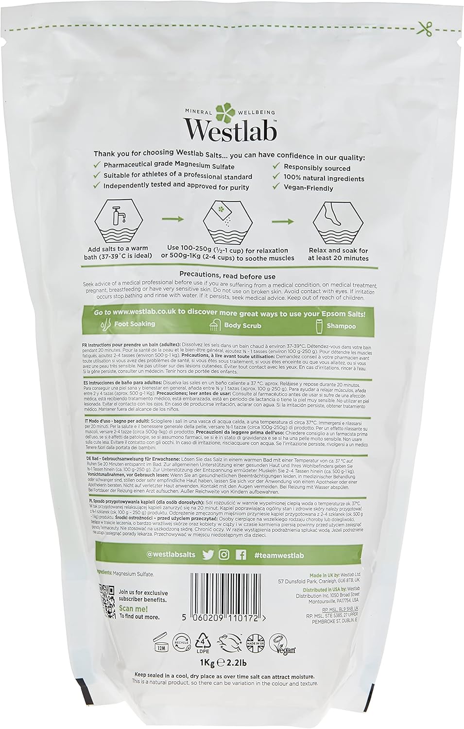 Westlab Reviving Epsom Salt (1kg) 8