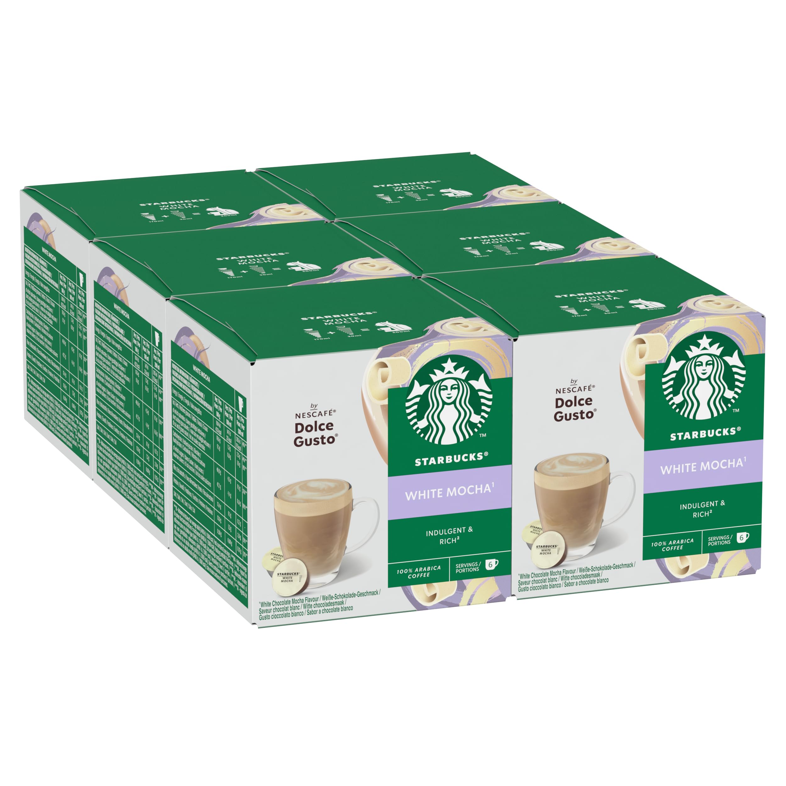 STARBUCKS White Mocha by NESCAFÉ Dolce Gusto Coffee Pods - 72 Count, White Chocolate Flavor