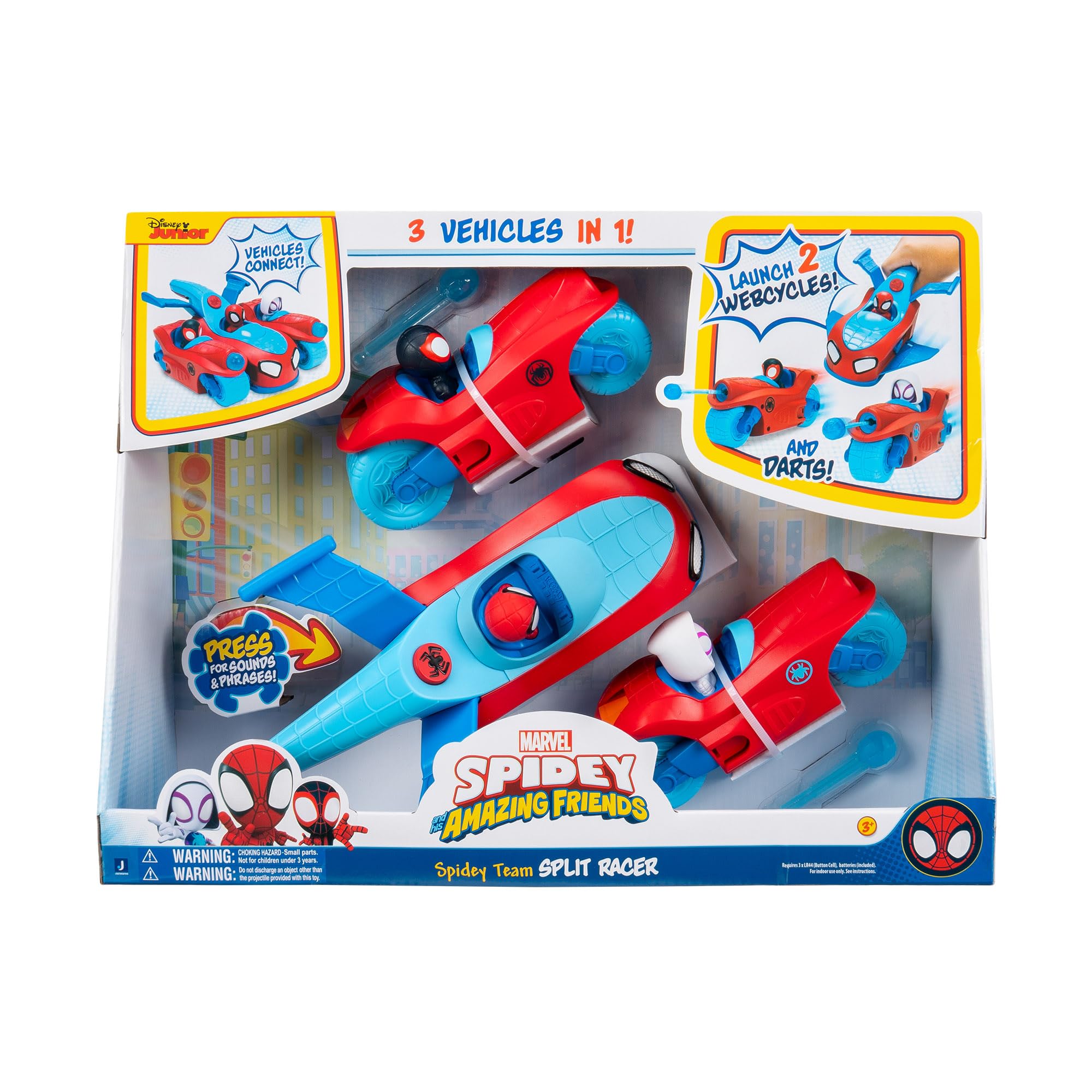Spidey & His Amazing Friends Team Split Racer - 8.5-Inch Transforming Vehicle with Sound Effects & Web Darts 8