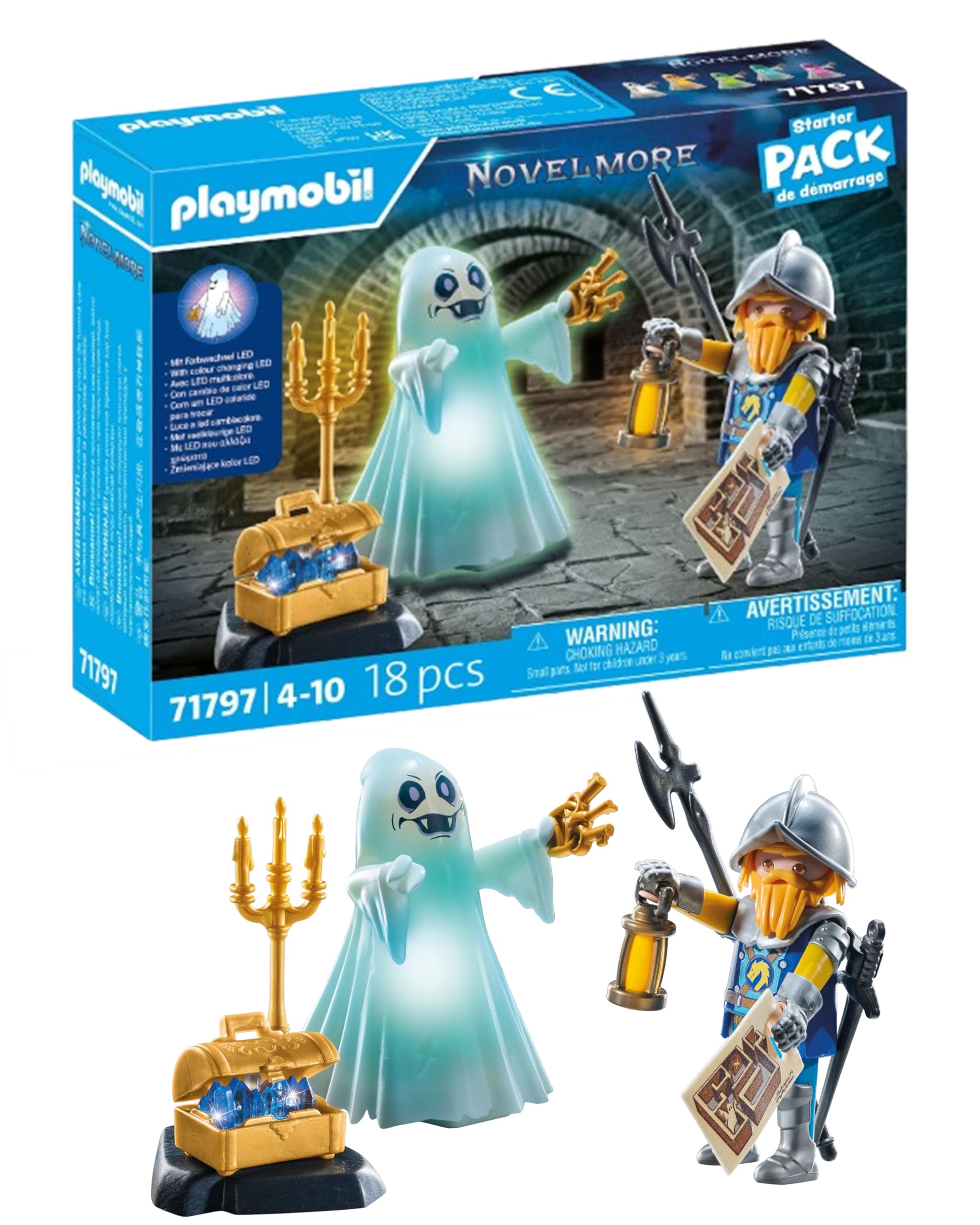Playmobil Novelmore Castle Ghost and Knight Playset - Glow in the Dark Action Figures for Kids 4+