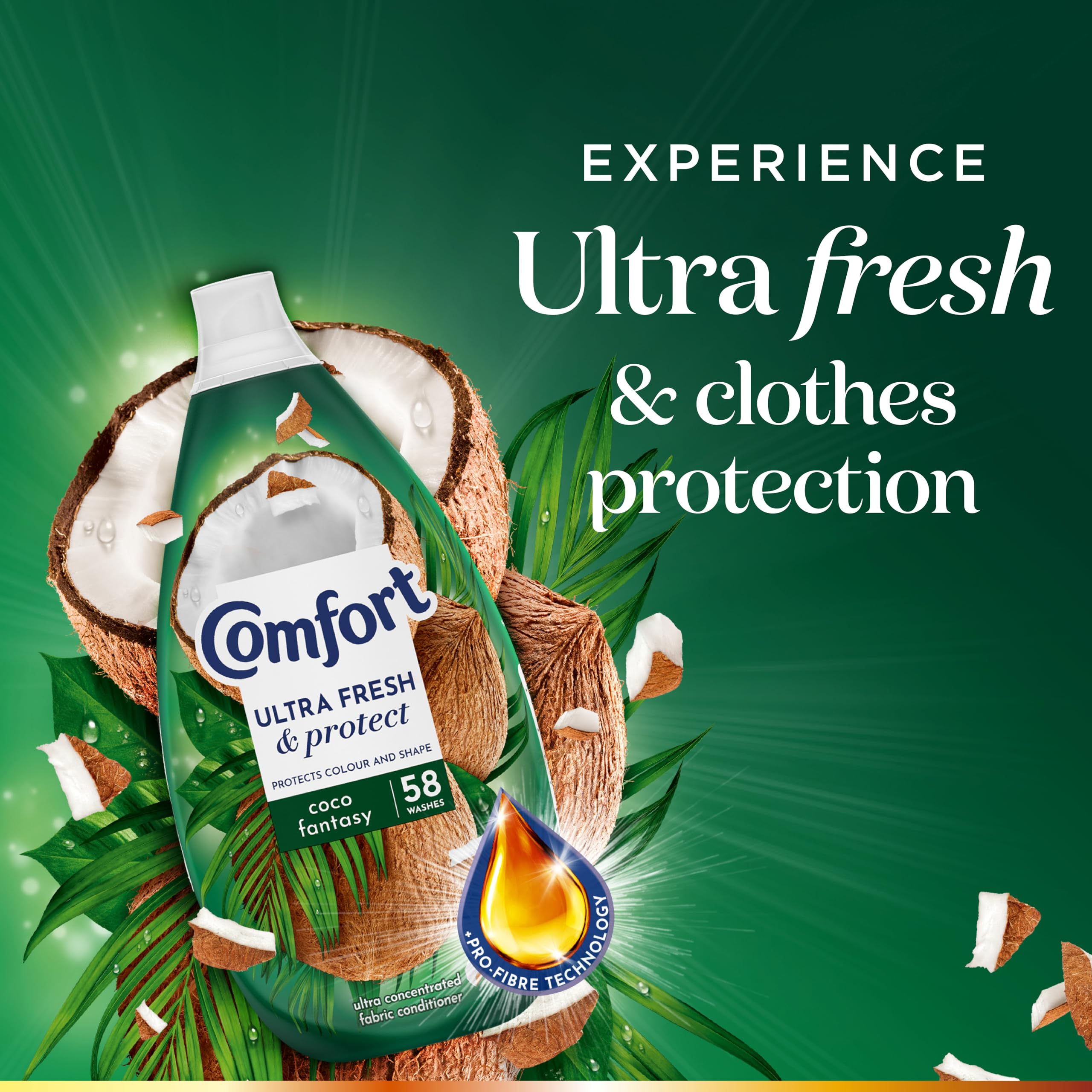 Comfort Ultra Fresh & Protect Coco Fantasy Fabric Conditioner - Liquid Fabric Softener