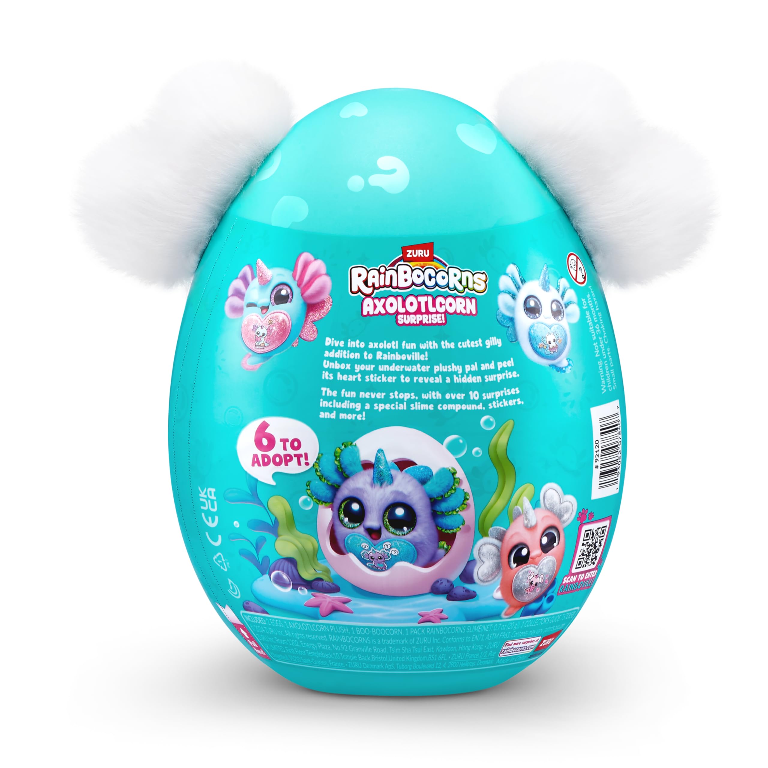 Rainbocorns Axolotlcorn Surprise - Collectible Plush Toy with Hug-to-Hatch Egg, Flowy - Ages 3+