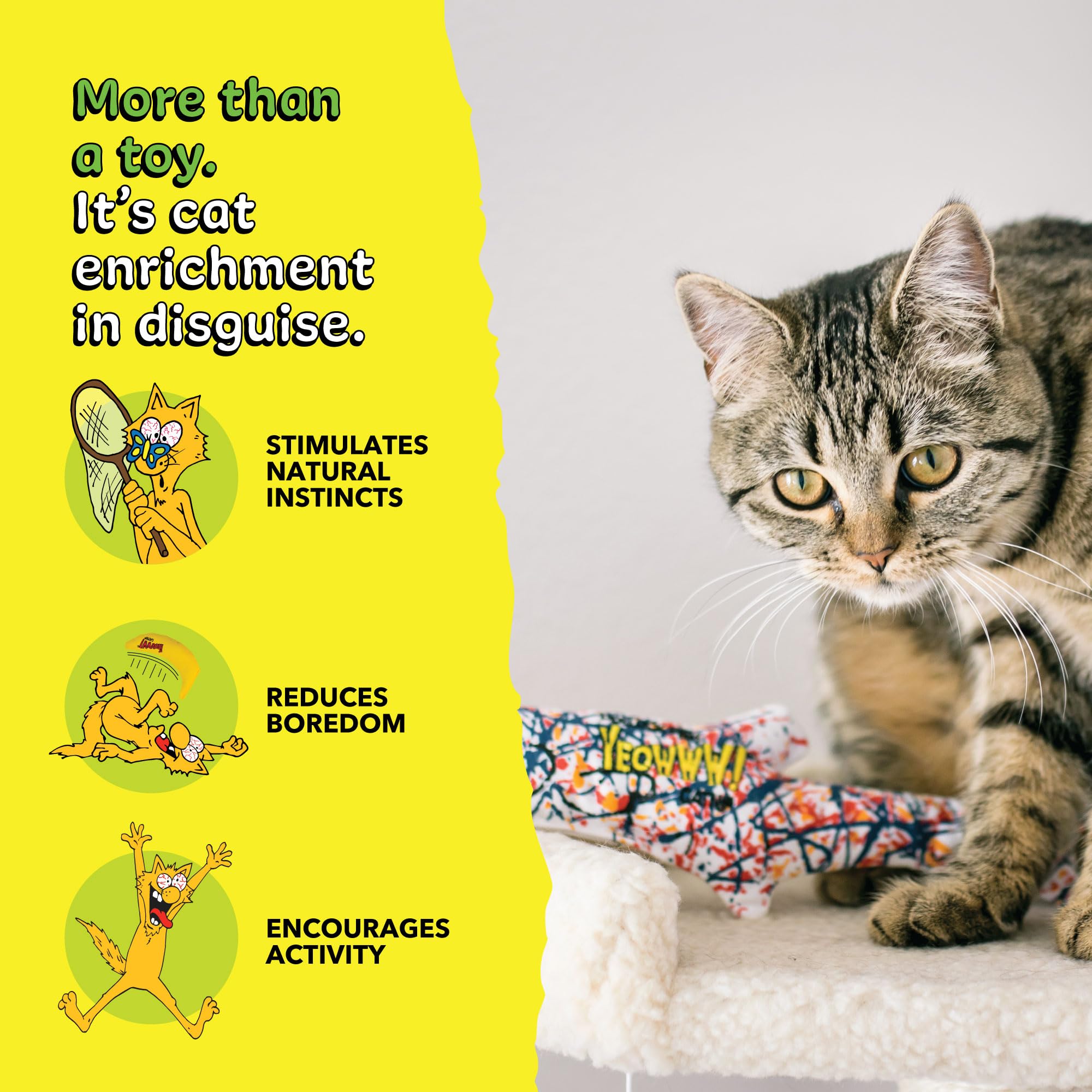 YEOWWW Pollock Fish Cat Toy - 100% Organic American Catnip Filling | Heavy Duty Cotton 7