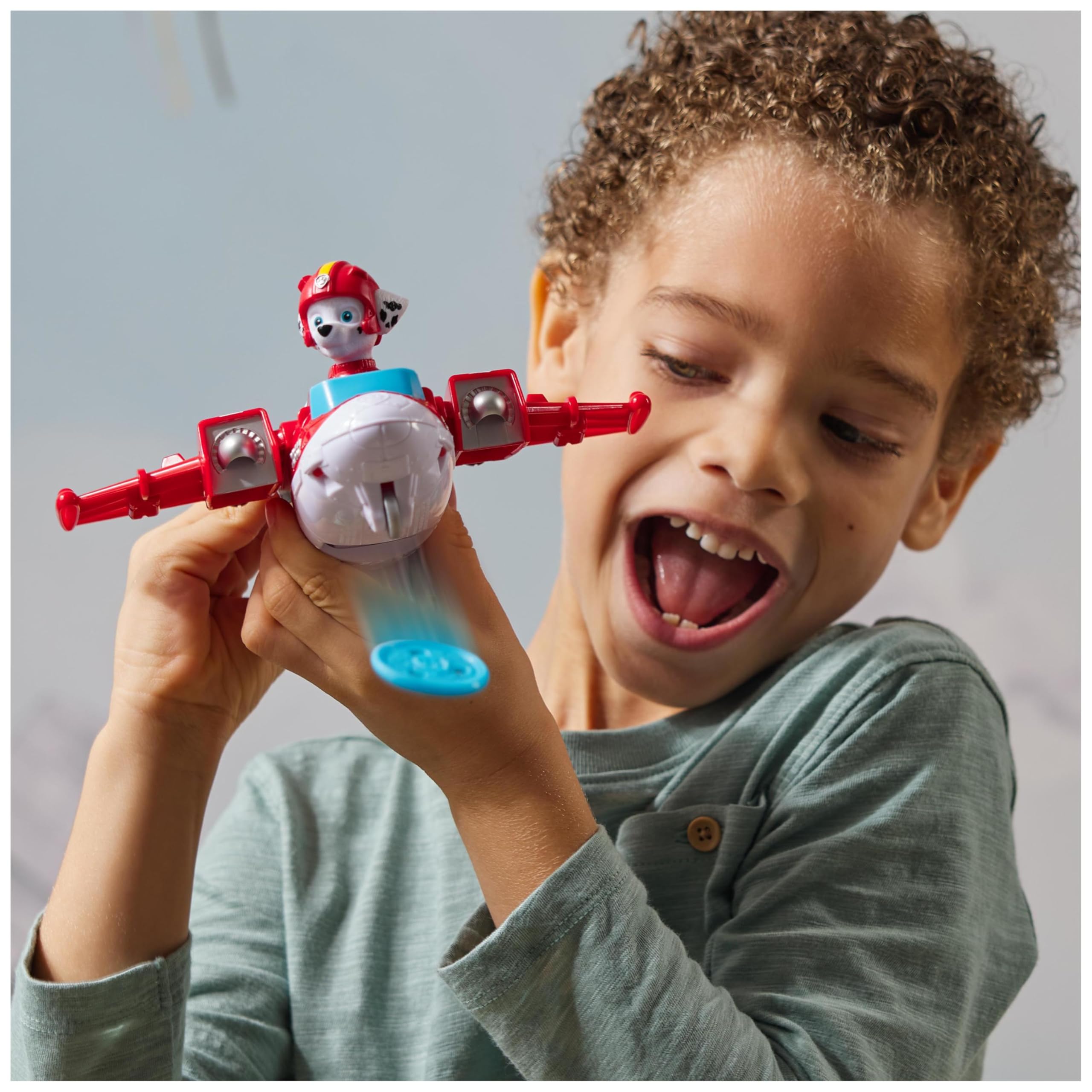 Paw Patrol Air Rescue Marshall Action Figure & Hero Hydro Plane Toy - Fire Rescue Vehicle with Water Disk Launcher 5