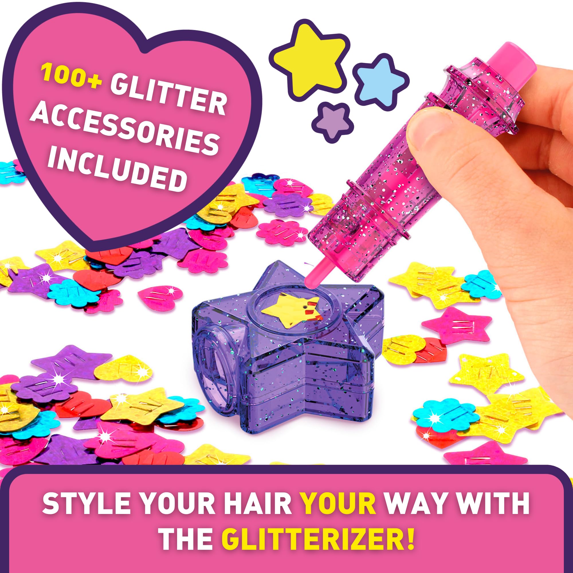 Funlockets Secret Mirror with Hair Shimmers - Tangle-Free Glitter Hair Styling Kit for Kids 6