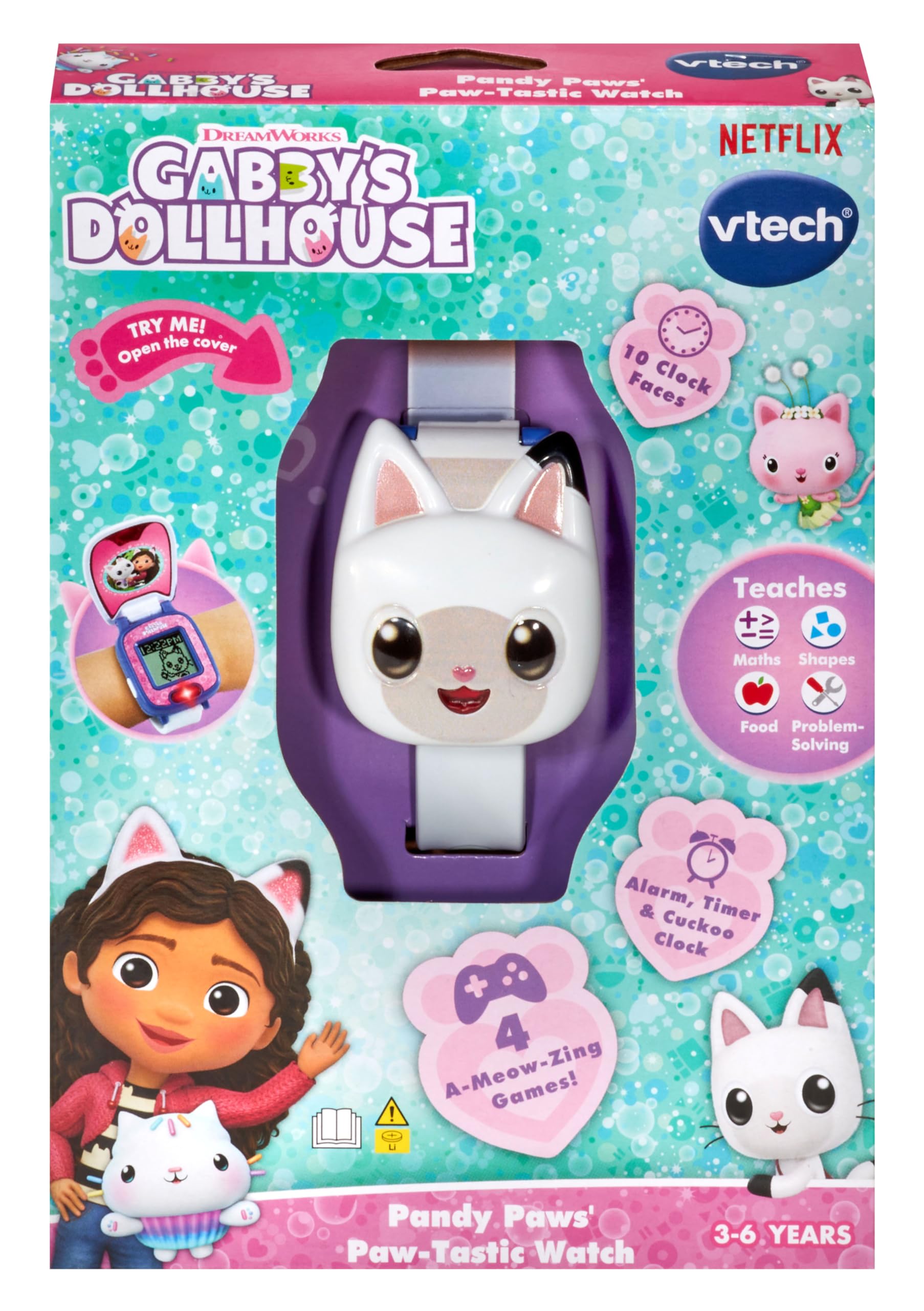 VTech Pandy Paws' Paw-Tastic Watch - Gabby's Dollhouse Electronic Kids Watch with Games & Timer, Ages 3-6 5