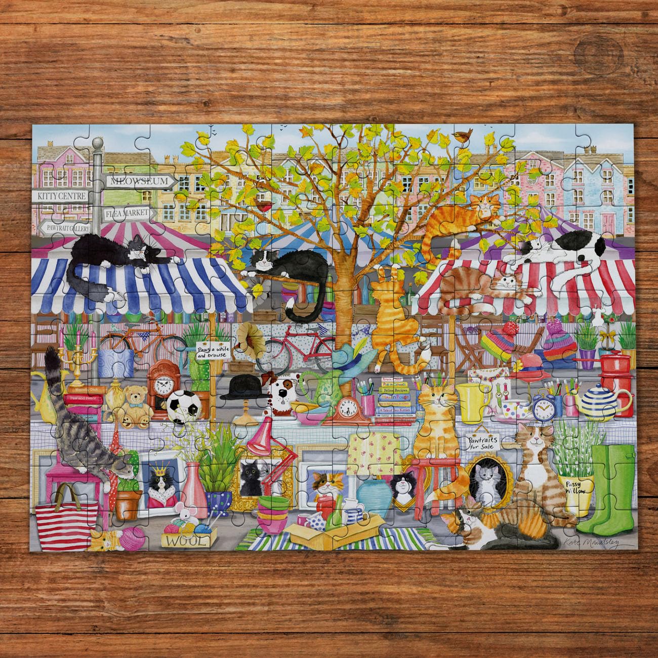 Gibsons Flea Market Moggies Jigsaw Puzzle - 100 XXL Pieces, 48 x 34 cm | Recycled Board
