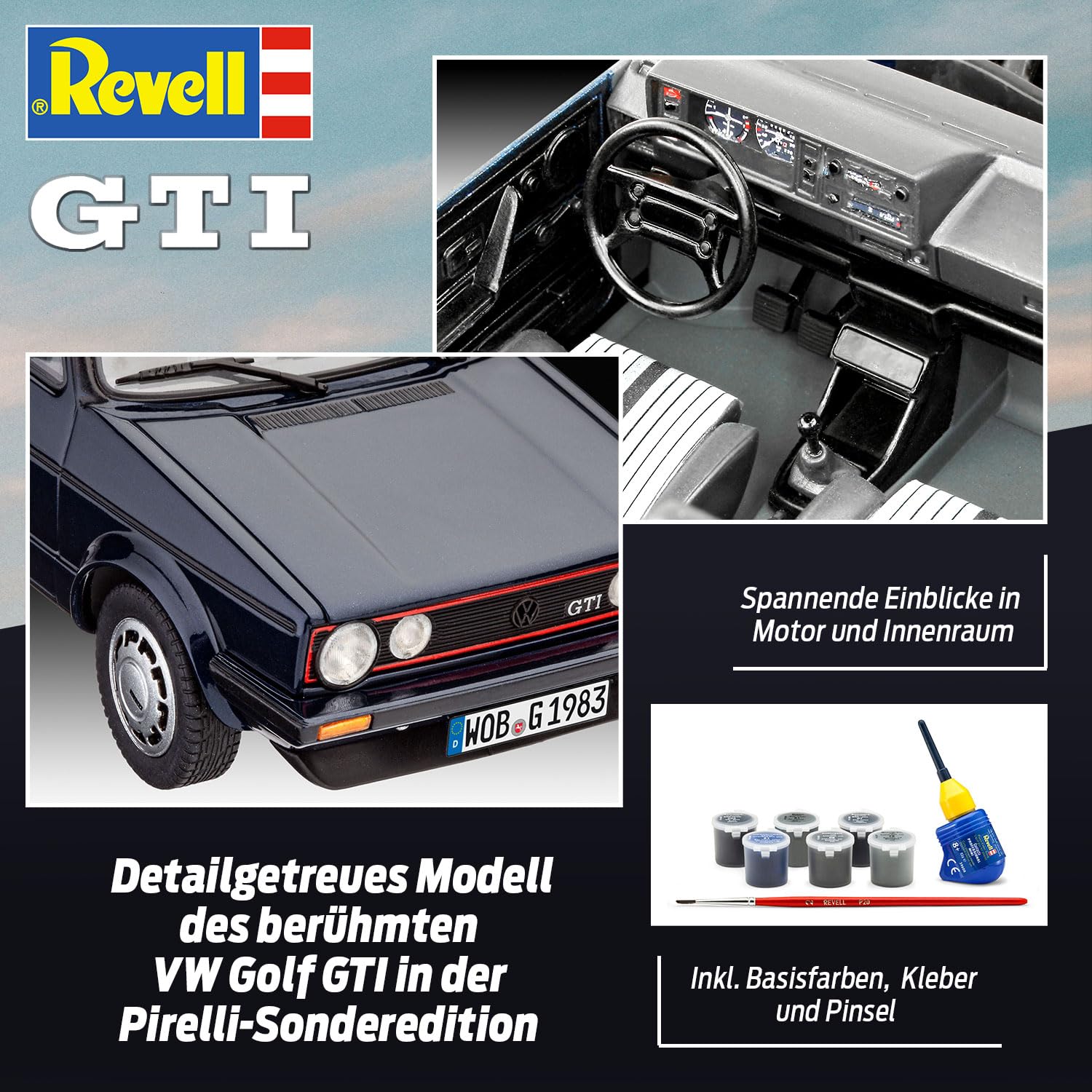 Revell 35 Years VW Golf Mk1 GTI Pirelli Plastic Model Kit - 1:24 Scale Building Toy for Ages 8+ 17
