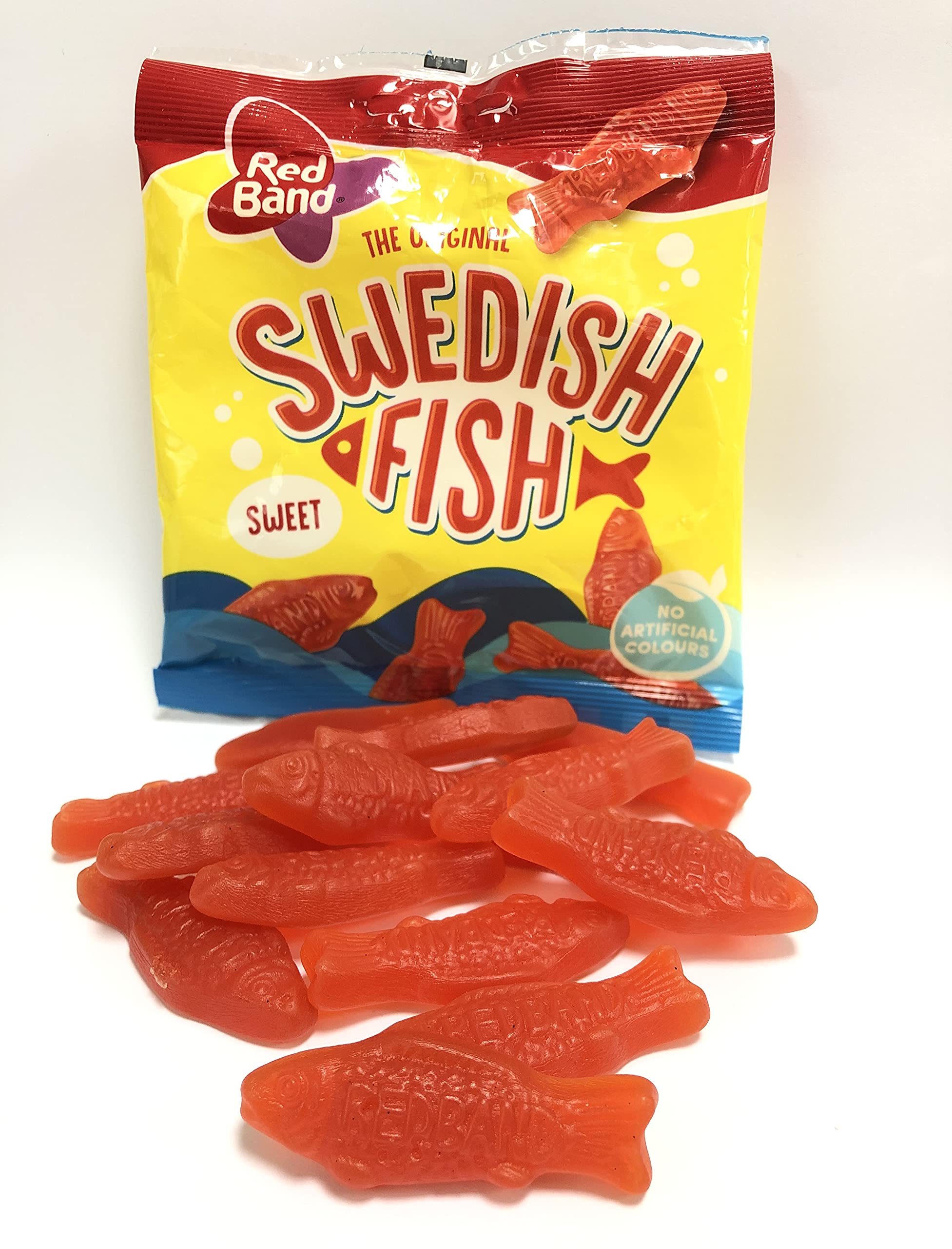 Red Band Swedish Fish Sweet Kaubonbons mit Himbeergeschmack, 100 g