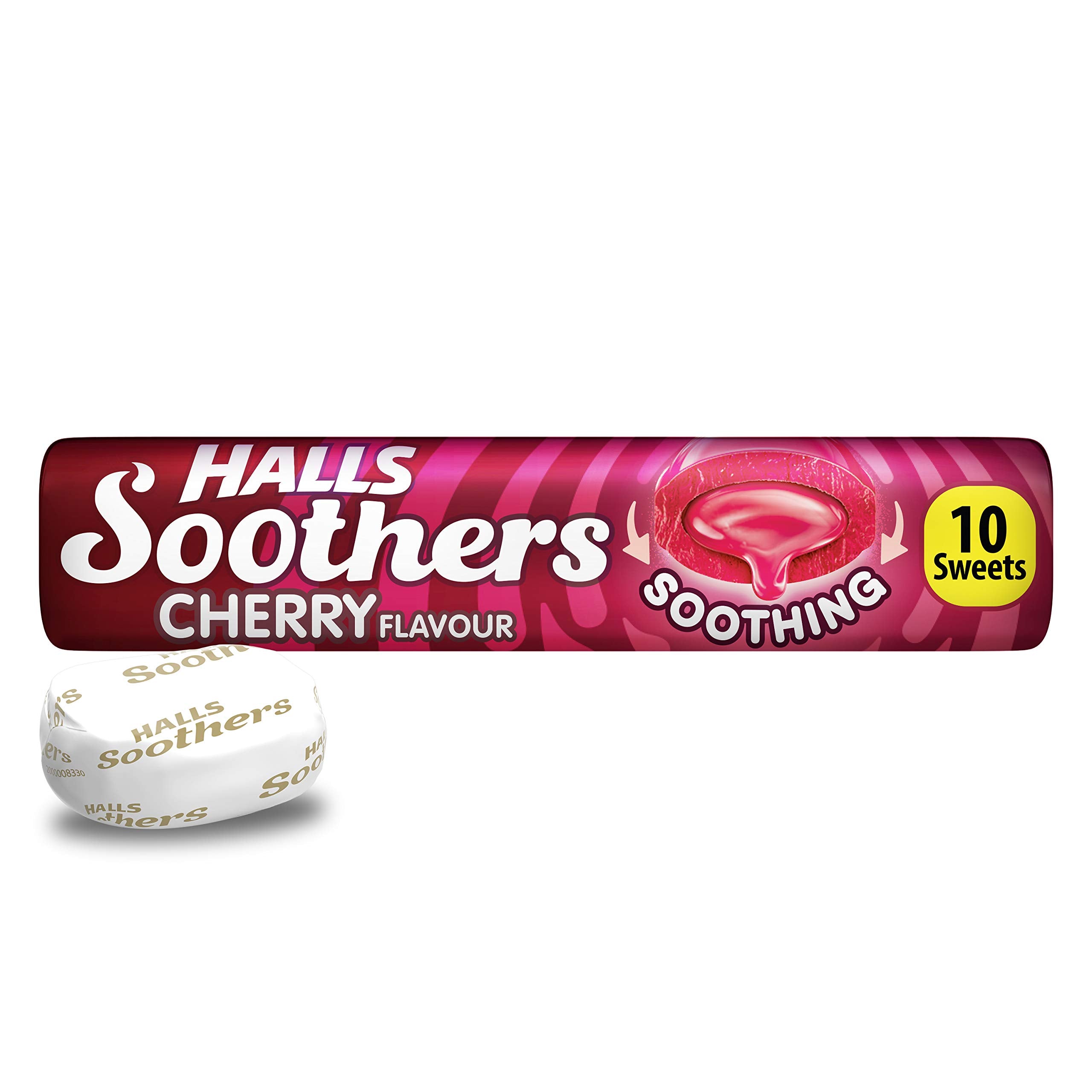 HALLS Soothers Real Cherry Juice Sweets - Liquid Centre, Vegetarian | 45g