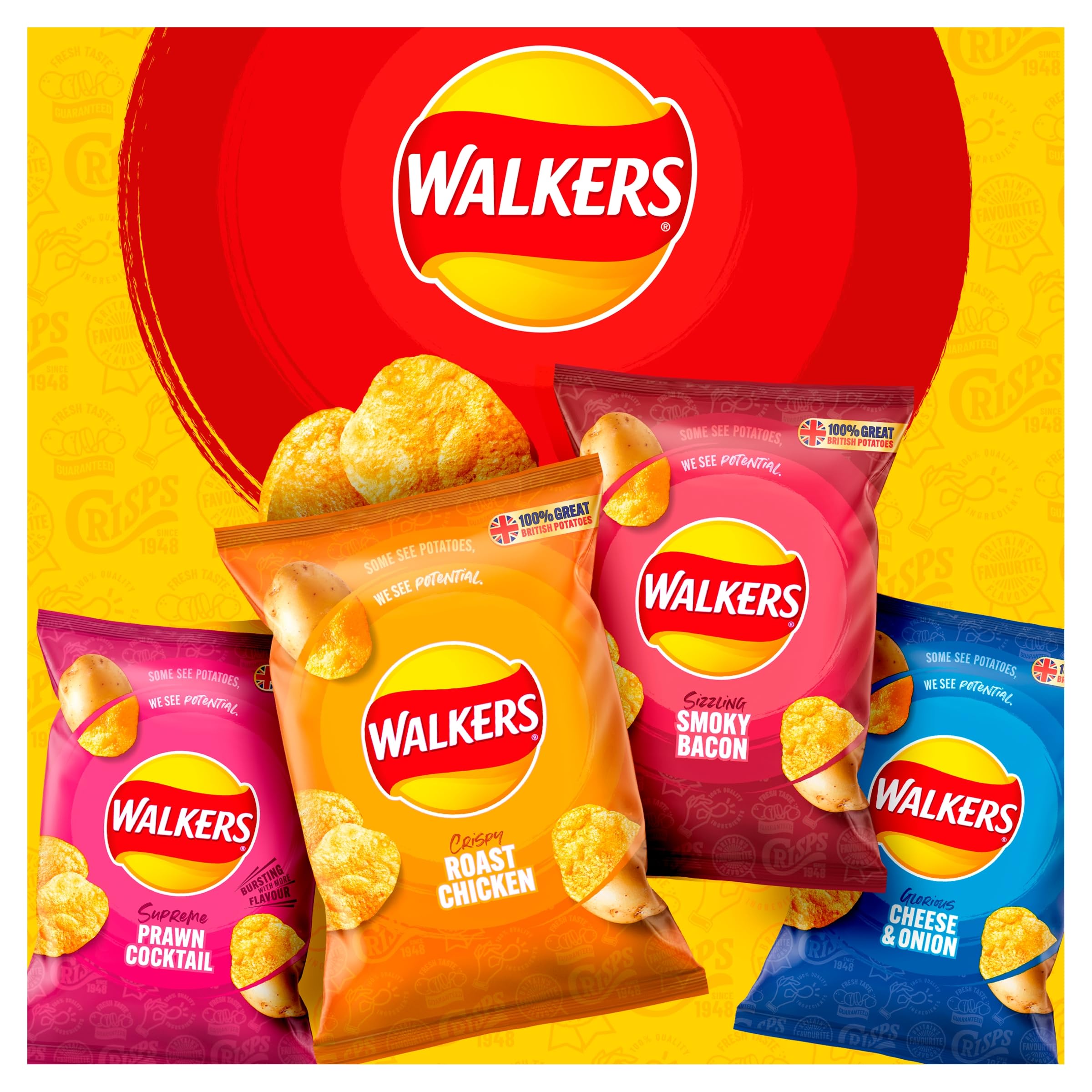 Walkers Roast Chicken Crisps 45g (Case of 32) - 100% British Potatoes, No Artificial Colours