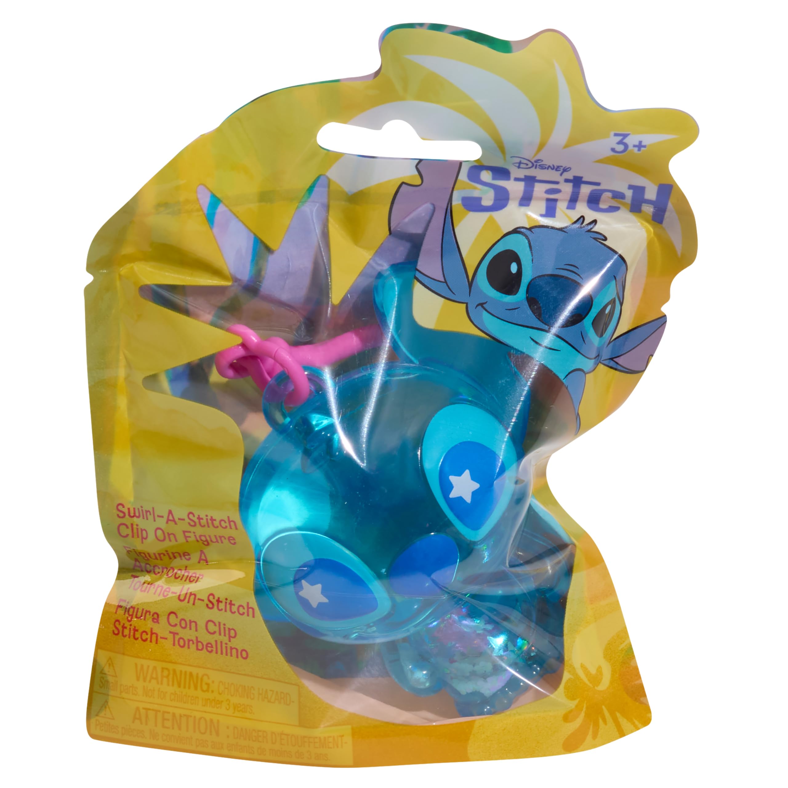 Just Play Disney Stitch Swirl-a-Stitch Figur zum Anklipsen, 7,6 cm großes, mit Flüssigkeit gefülltes Glitzerspielzeug mit bunten Perlen 5