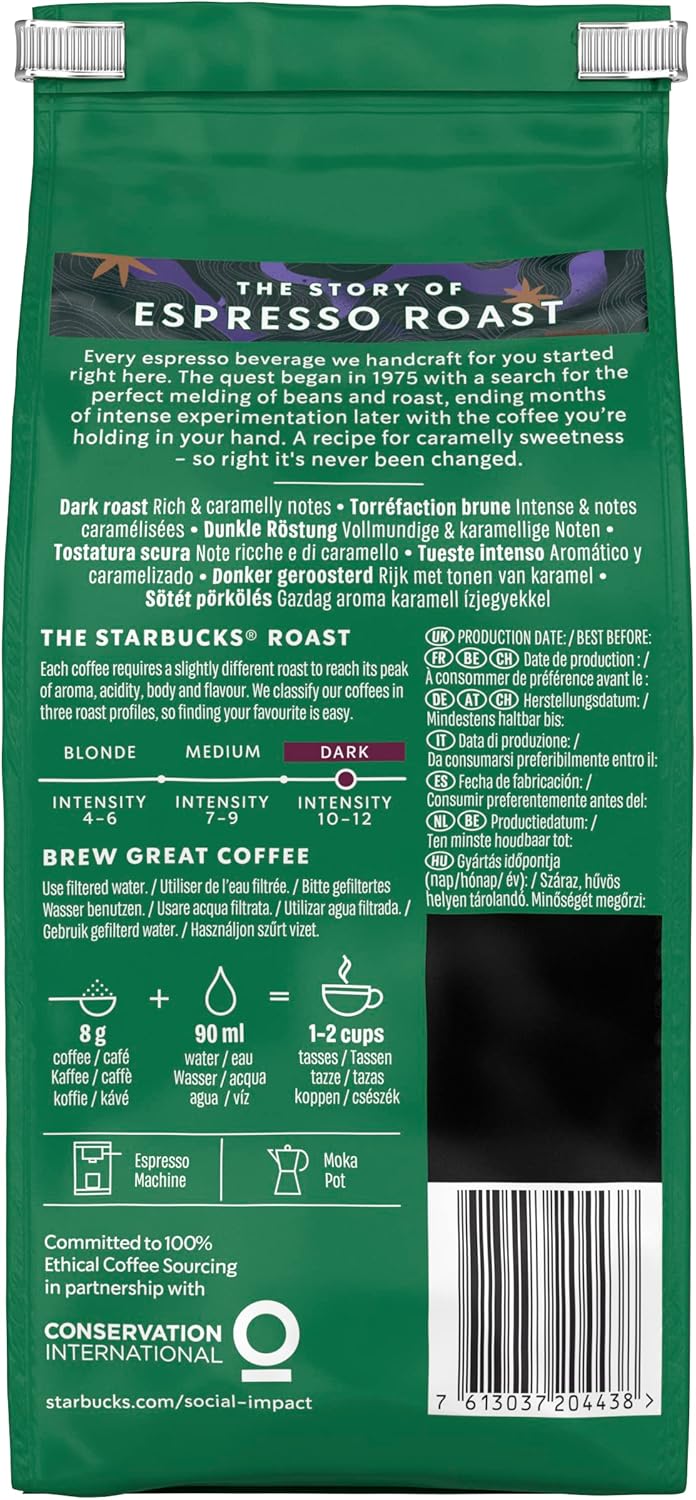 STARBUCKS - Espresso Roast Dark Roast Ground Coffee 200g (Pack of 6) 7