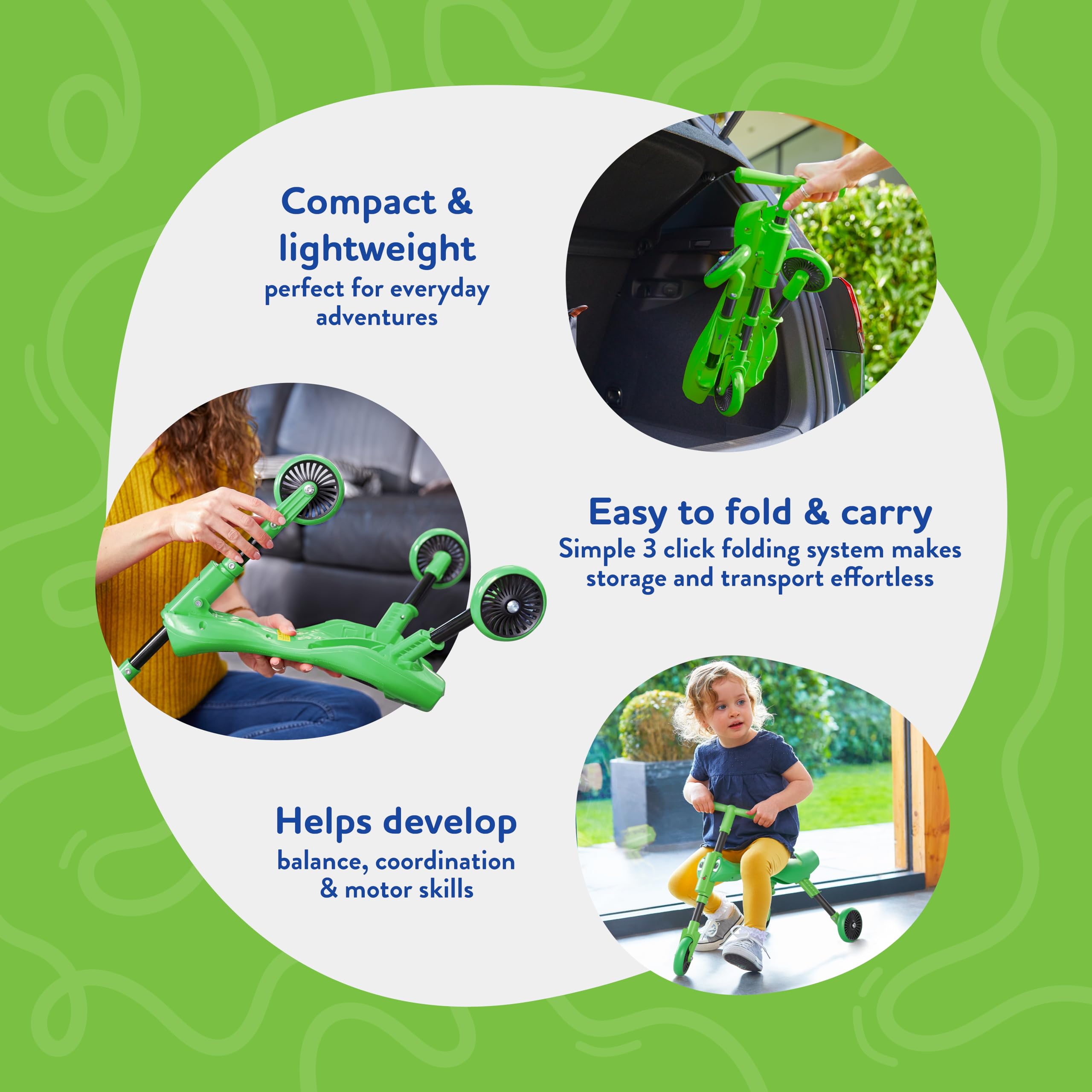 Scuttlebug 3-Rad-Dreirad, faltbar, Grasshopper-Design, für 1–3-Jährige 6