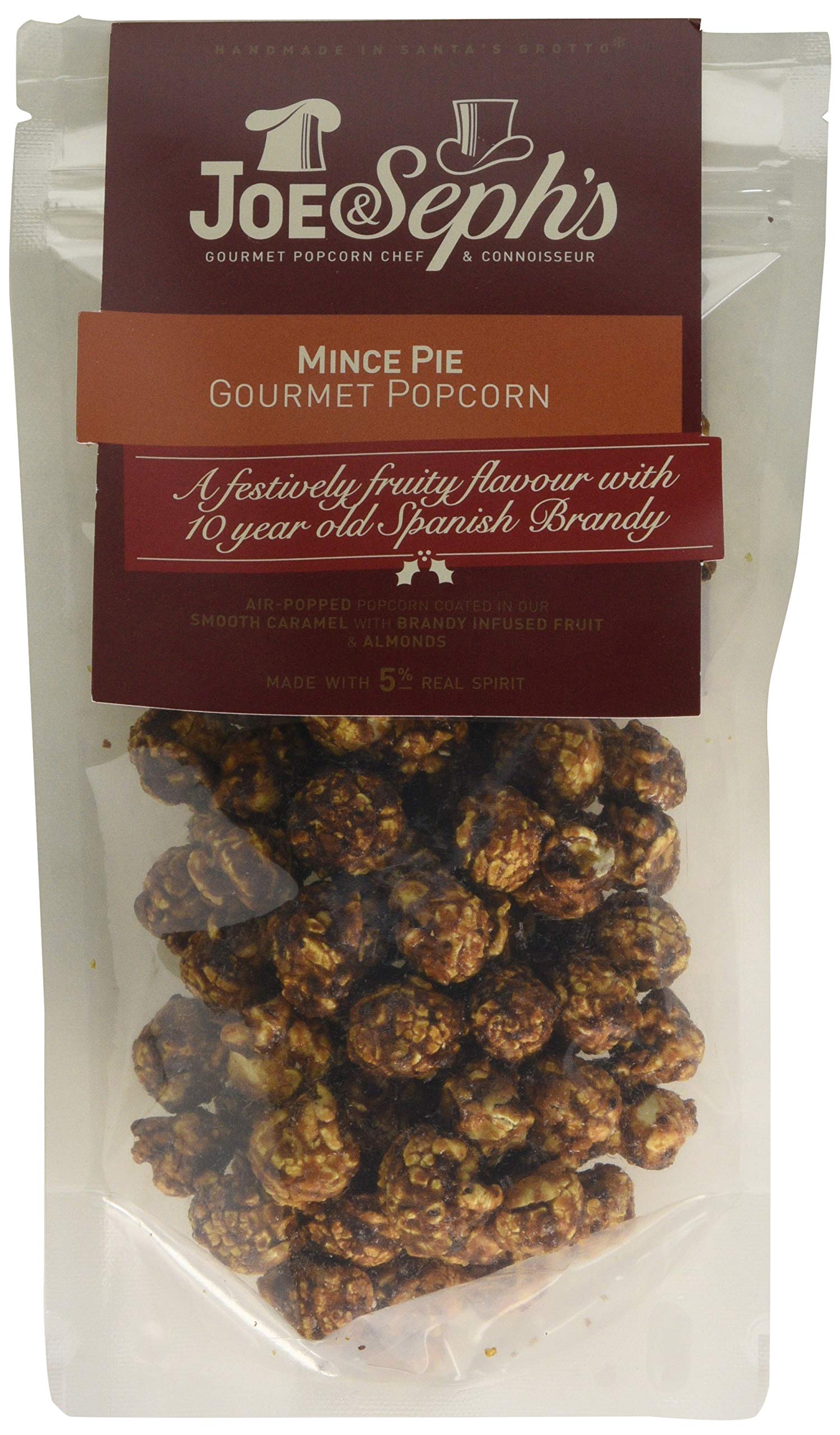 Joe & Seph's Mince Pie Popcorn Pouch 80g - Festive Flavoured Popcorn with Brandy & Spices 3