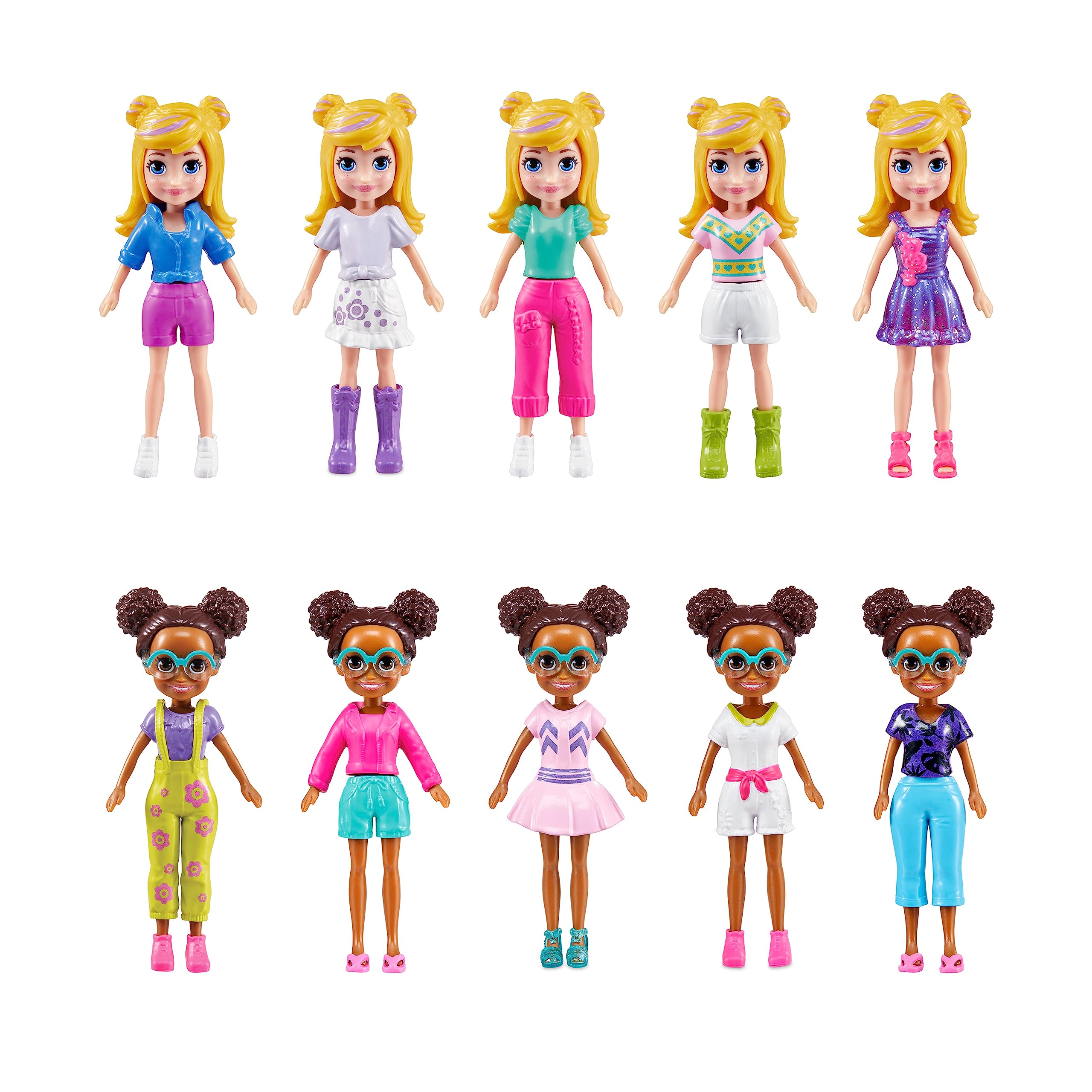 Polly Pocket Sparkle Cove Adventure Dolls & Fashion Playset - 48-Piece Set with 4 Dolls & Clothes for Ages 4+ 5