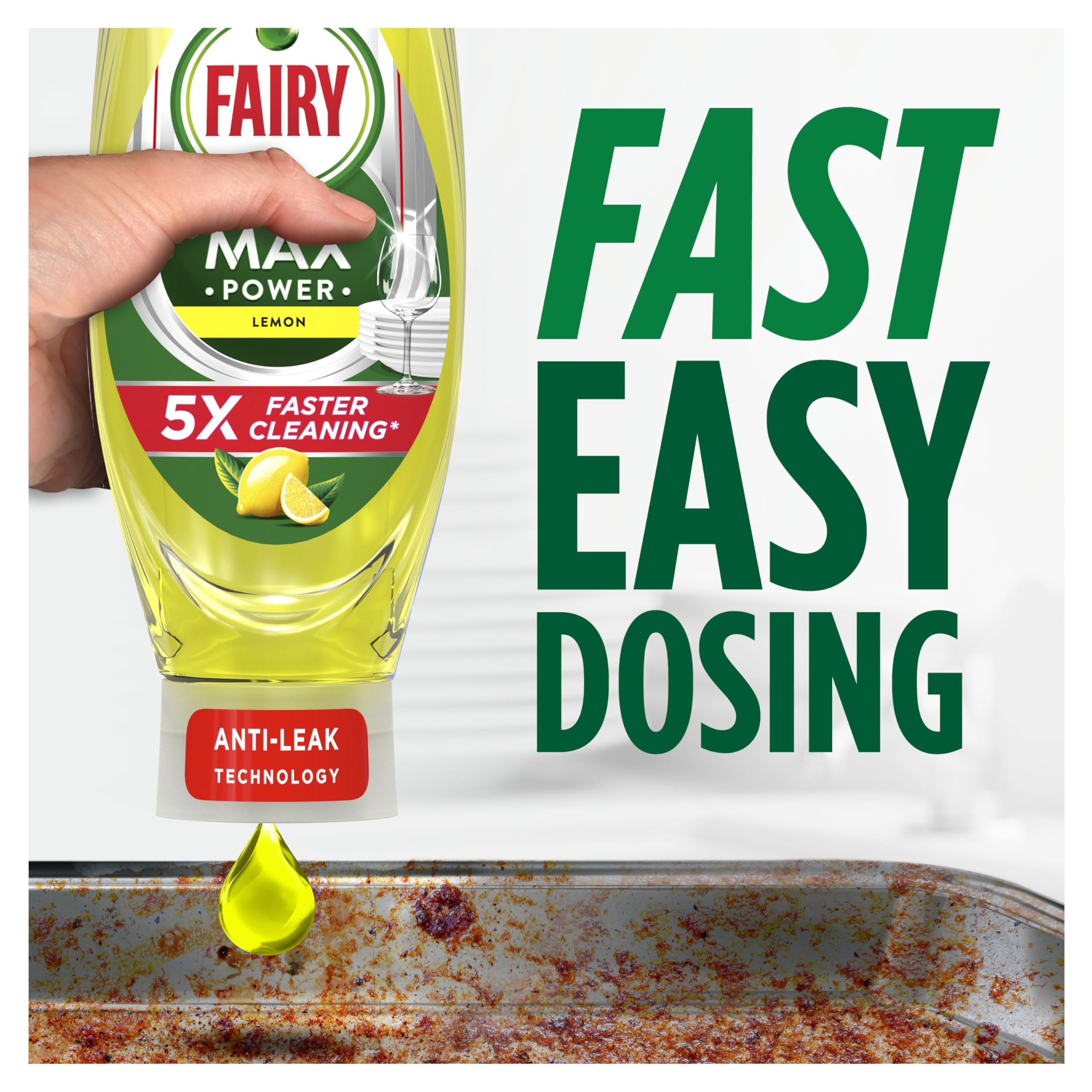 Fairy Max Power Lemon Washing-Up Liquid - 730ml Anti-Grease Formula with Easy Rinse 4