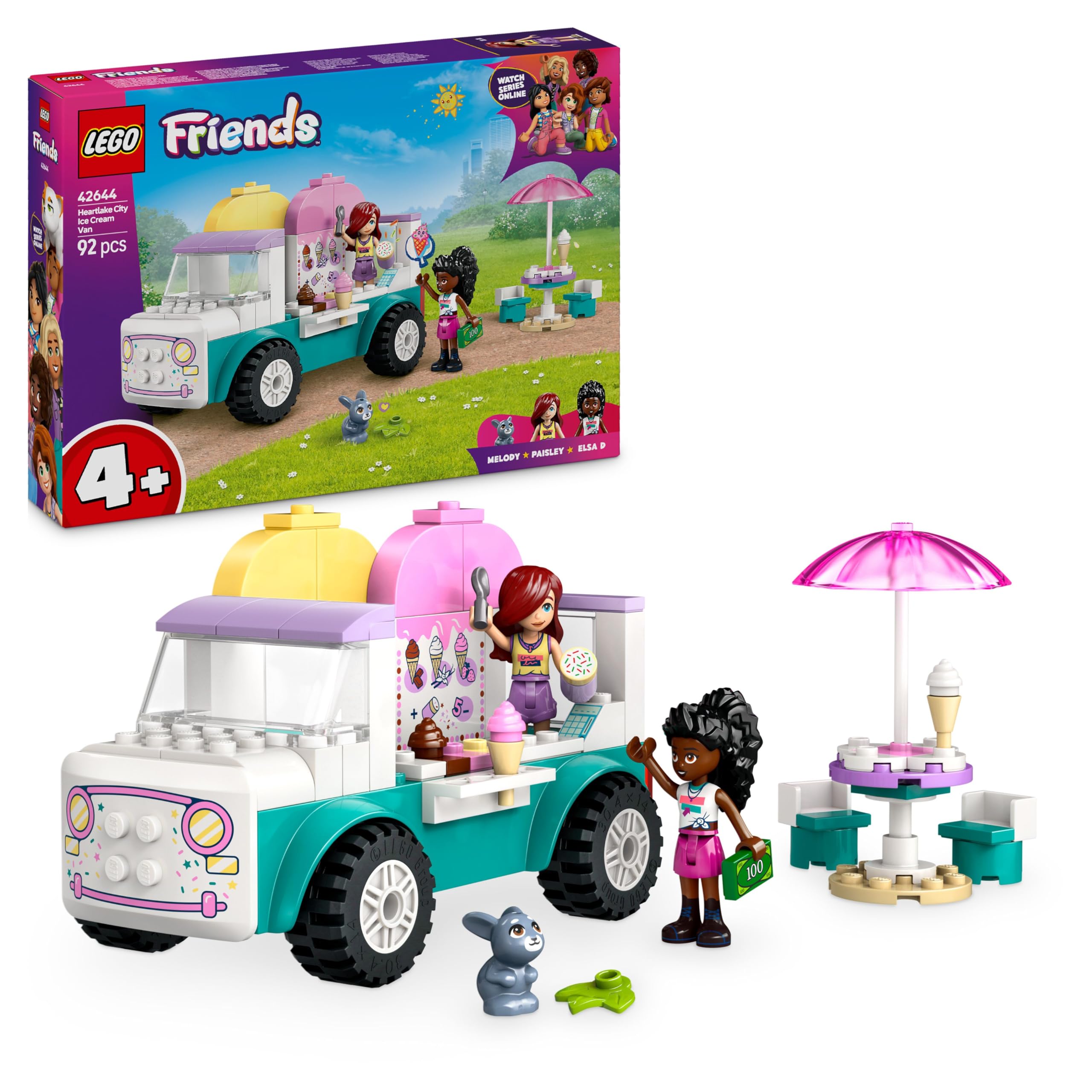 LEGO Friends Heartlake City Ice Cream Van Toy - Pretend Play Building Set for Ages 4+