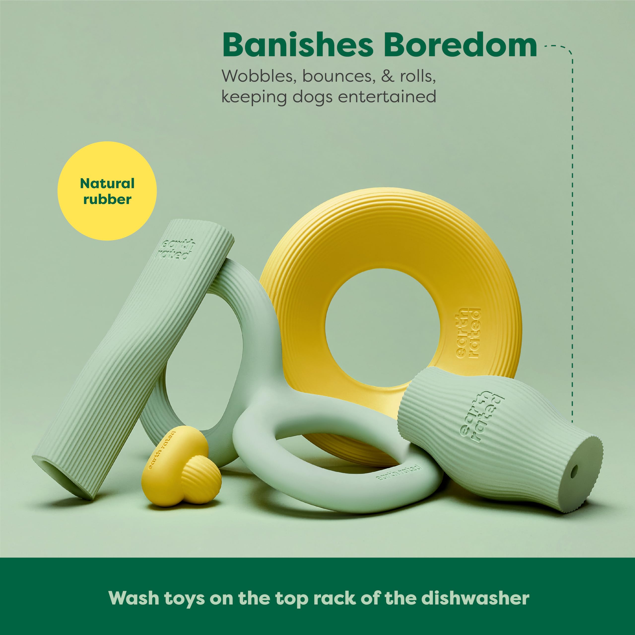 Earth Rated Treat Dispensing Dog Toy - Interactive Enrichment for Small Dogs | Natural Rubber | Green 5