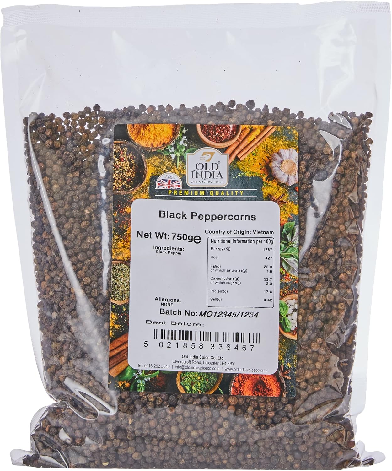 Old India Black Peppercorns 750 g