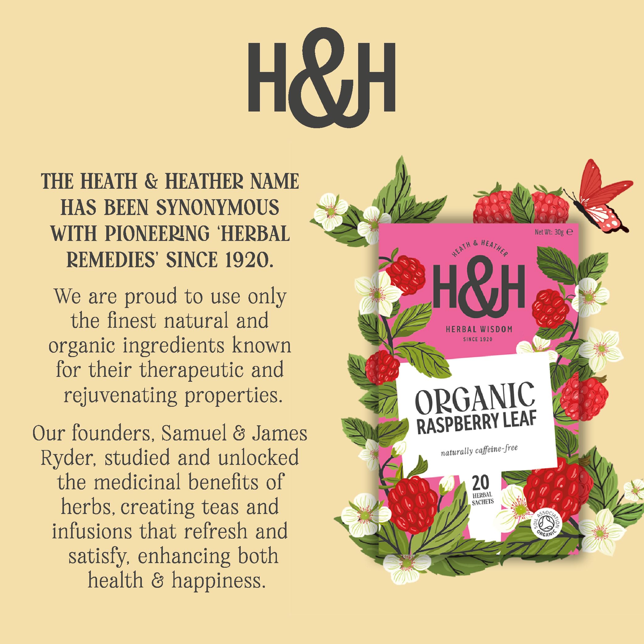 Heath & Heather Organic Raspberry Leaf Teabags (6 Packs of 20, 120 Total) Individually Wrapped Caffeine-Free Herbal Tea 3