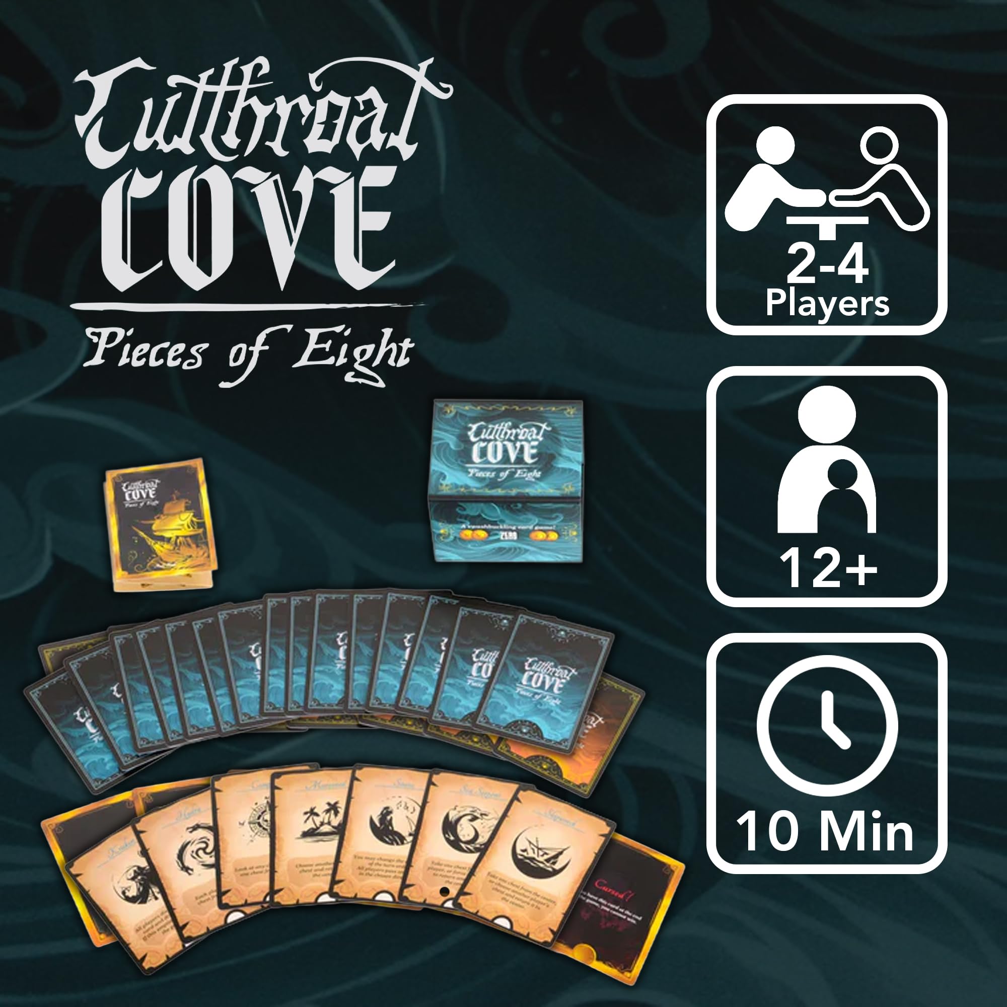 ZERO STRATEGY GAMES Cutthroat Cove: Pieces of Eight Card Game | 2-4 Players | 10-15 Min Playtime