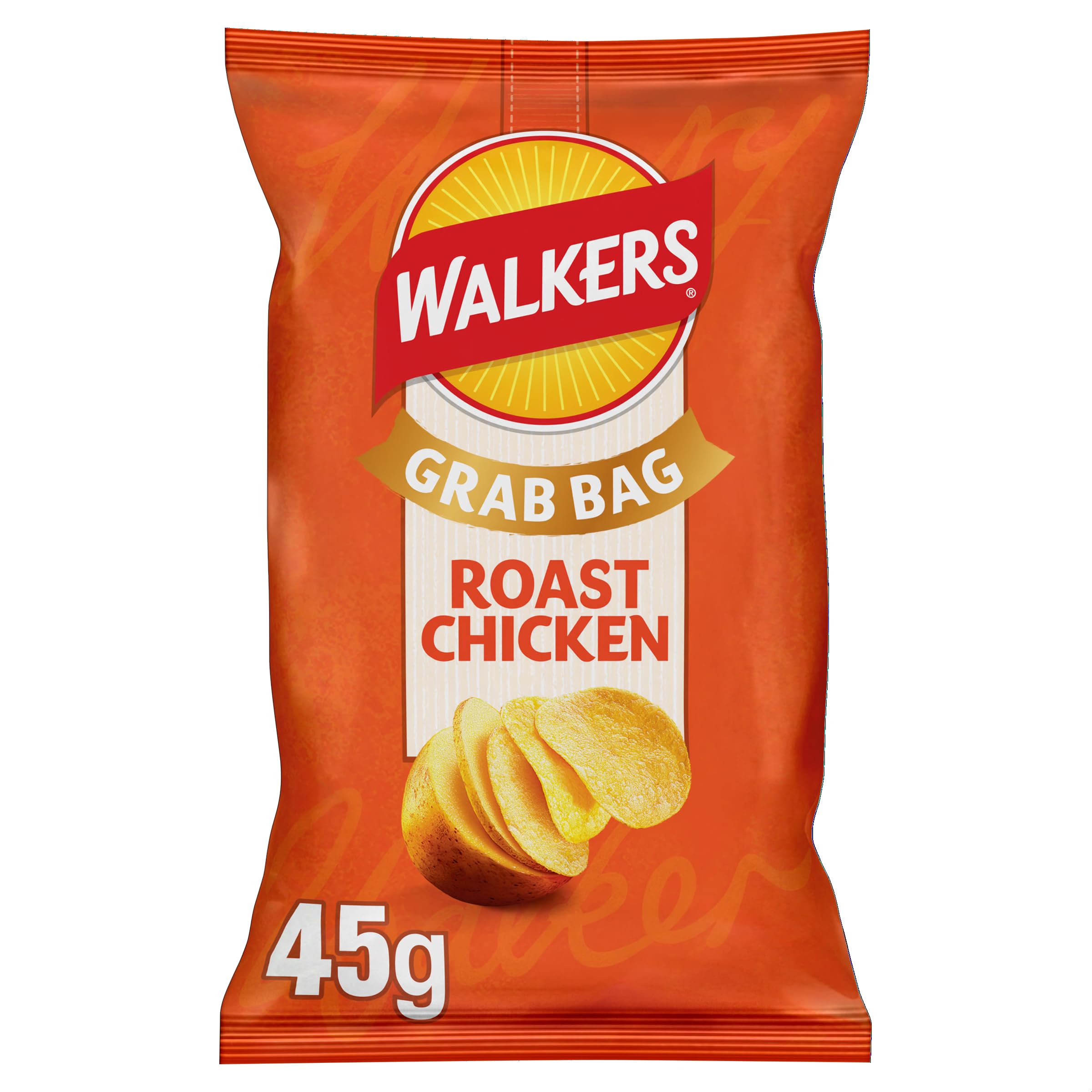 Walkers Roast Chicken Crisps Multipack | 32 x 45g Bags | Made with 100% British Potatoes