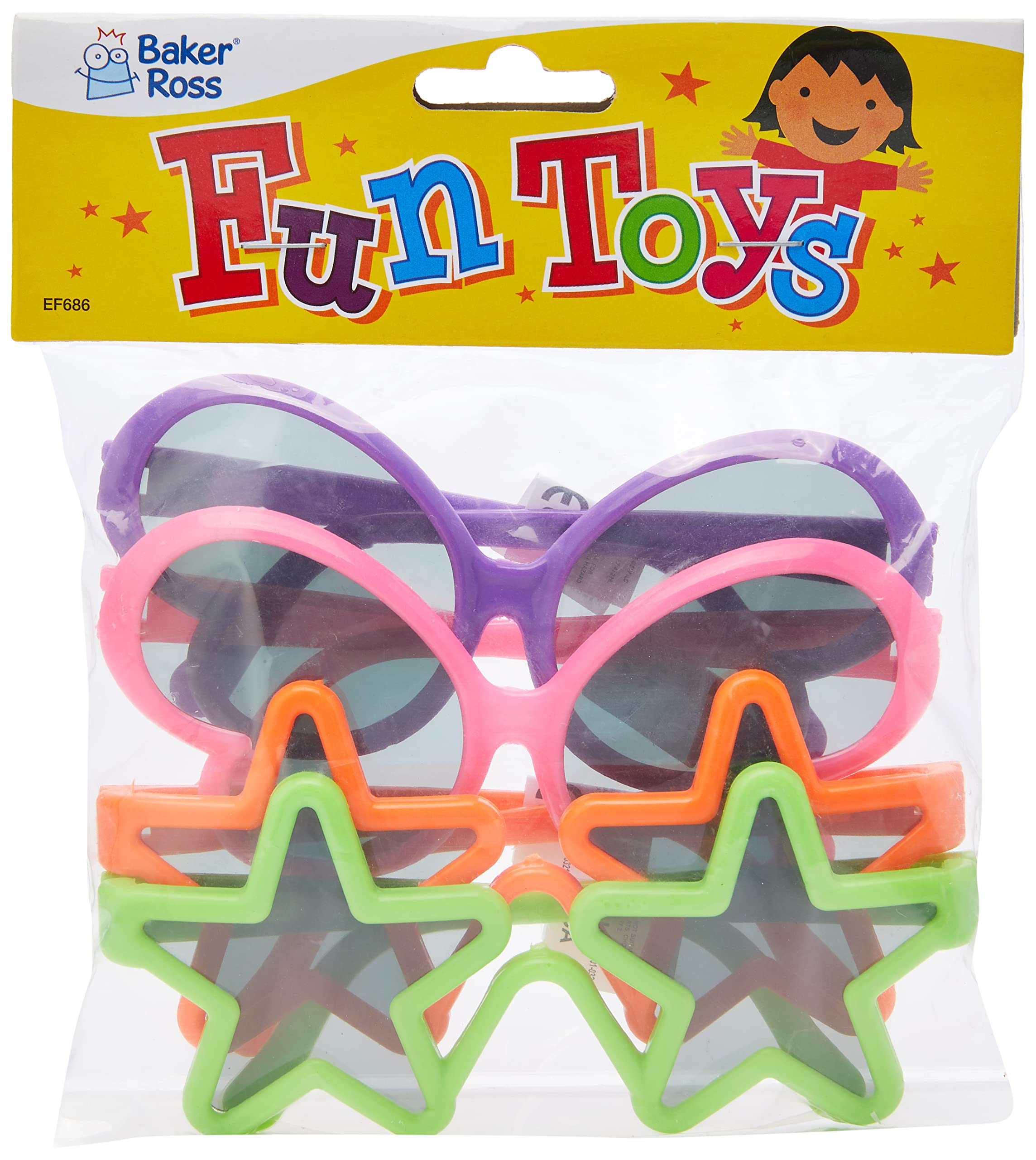 Baker Ross EF686 Funky Fun Sunglasses Shades (Pack of 8) Assorted Colors