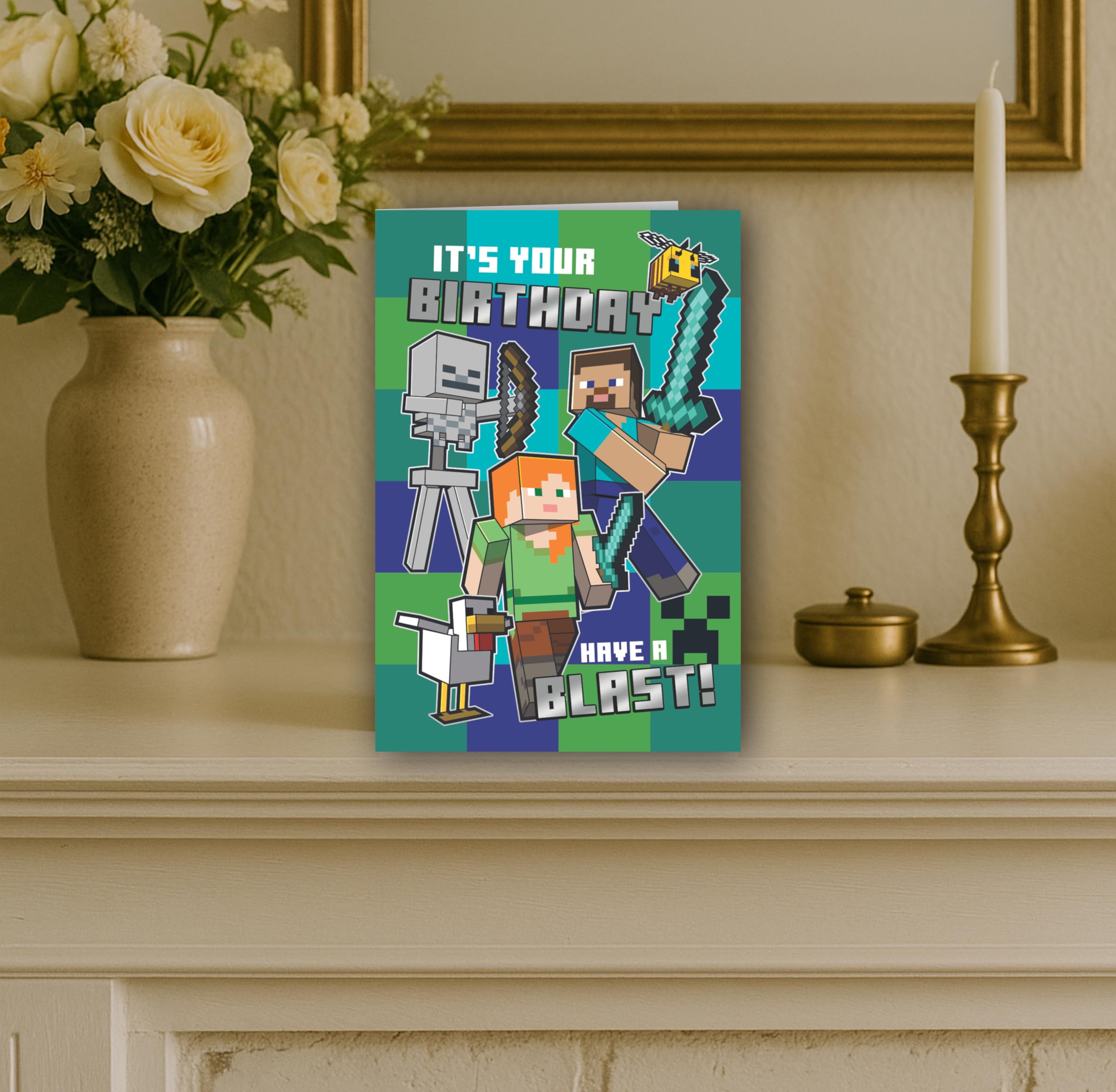 Danilo Promotions LTD Minecraft Birthday Card with Stickers | Standard Size | MN091 3