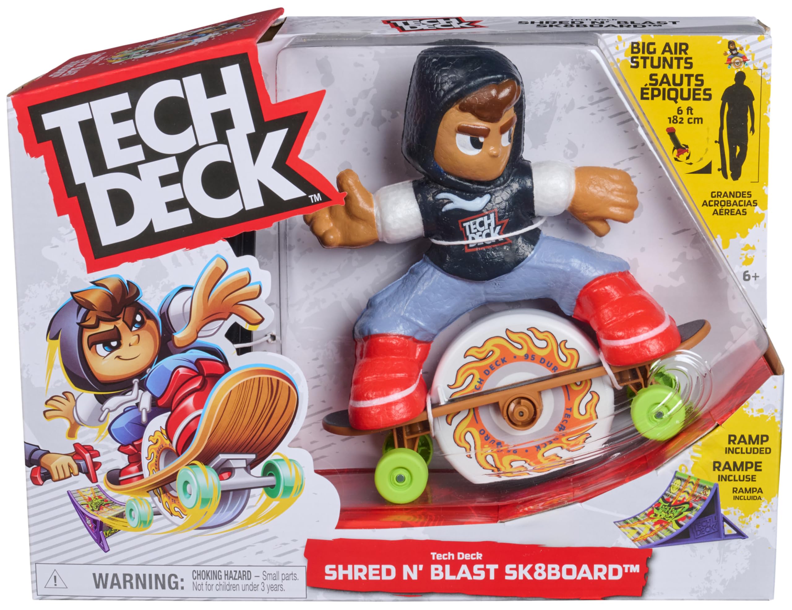 Tech Deck Shred N' Blast Skateboard - Motorized Finger Skateboard with Ramp for Kids 5+