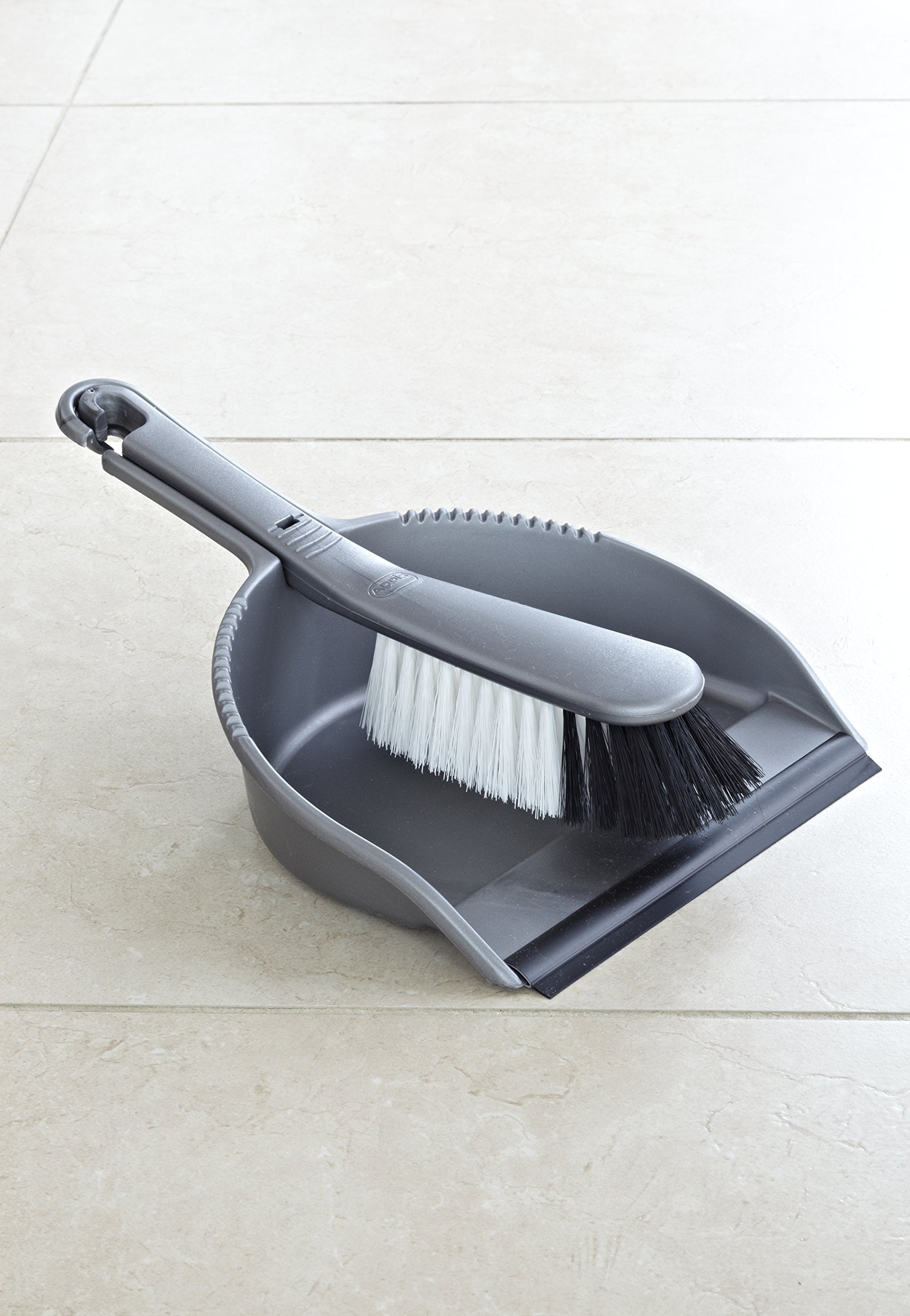 Addis Everyday Stiff Dustpan & Brush Set - Metallic Silver, Heavy-Duty Cleaning Tools for Home, One Size 3