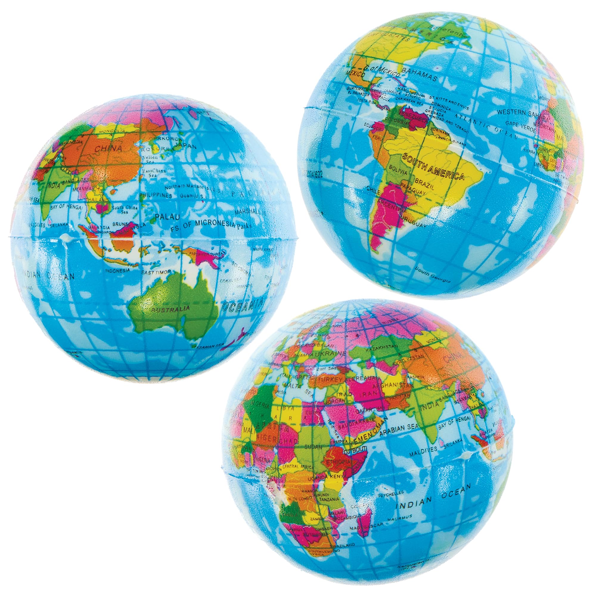 Baker Ross FN050 Globe Squeezy Balls - Pack of 5 | 6cm Diameter | Ages 3+