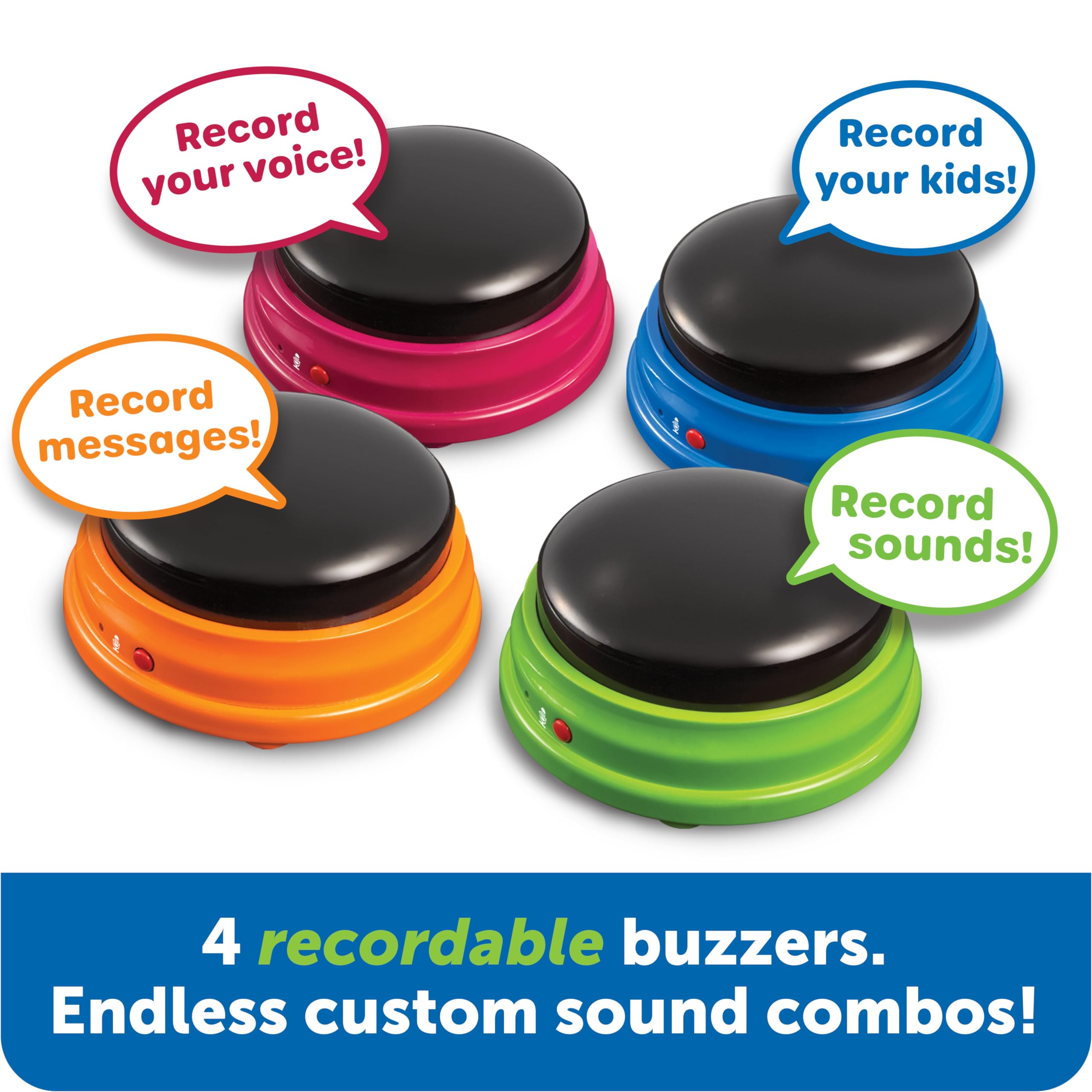 Learning Resources Recordable Answer Buzzers - 7-Second Sound Recording, 4-Color Set, Ages 3+ 8