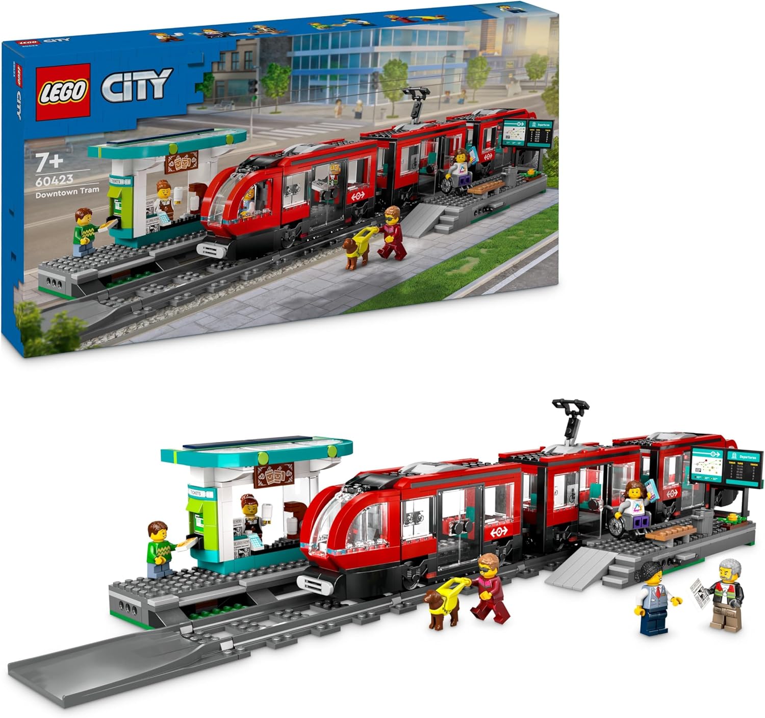 LEGO City Downtown Tram and Station Building Toy Set - 811-Piece Playset for Ages 7+