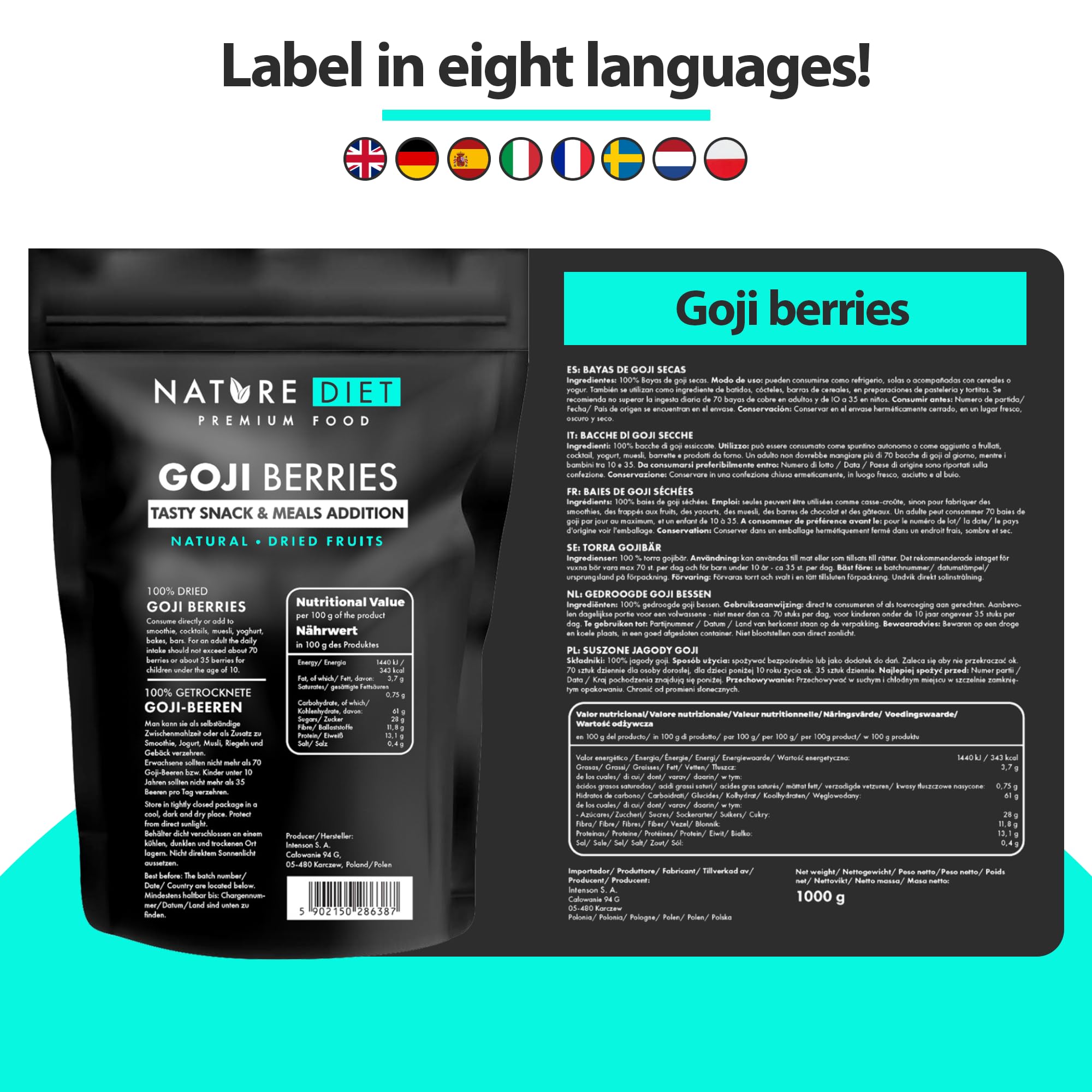 Nature Diet - Goji Berries 1000 g | Dried Berries | Healthy Snack 4