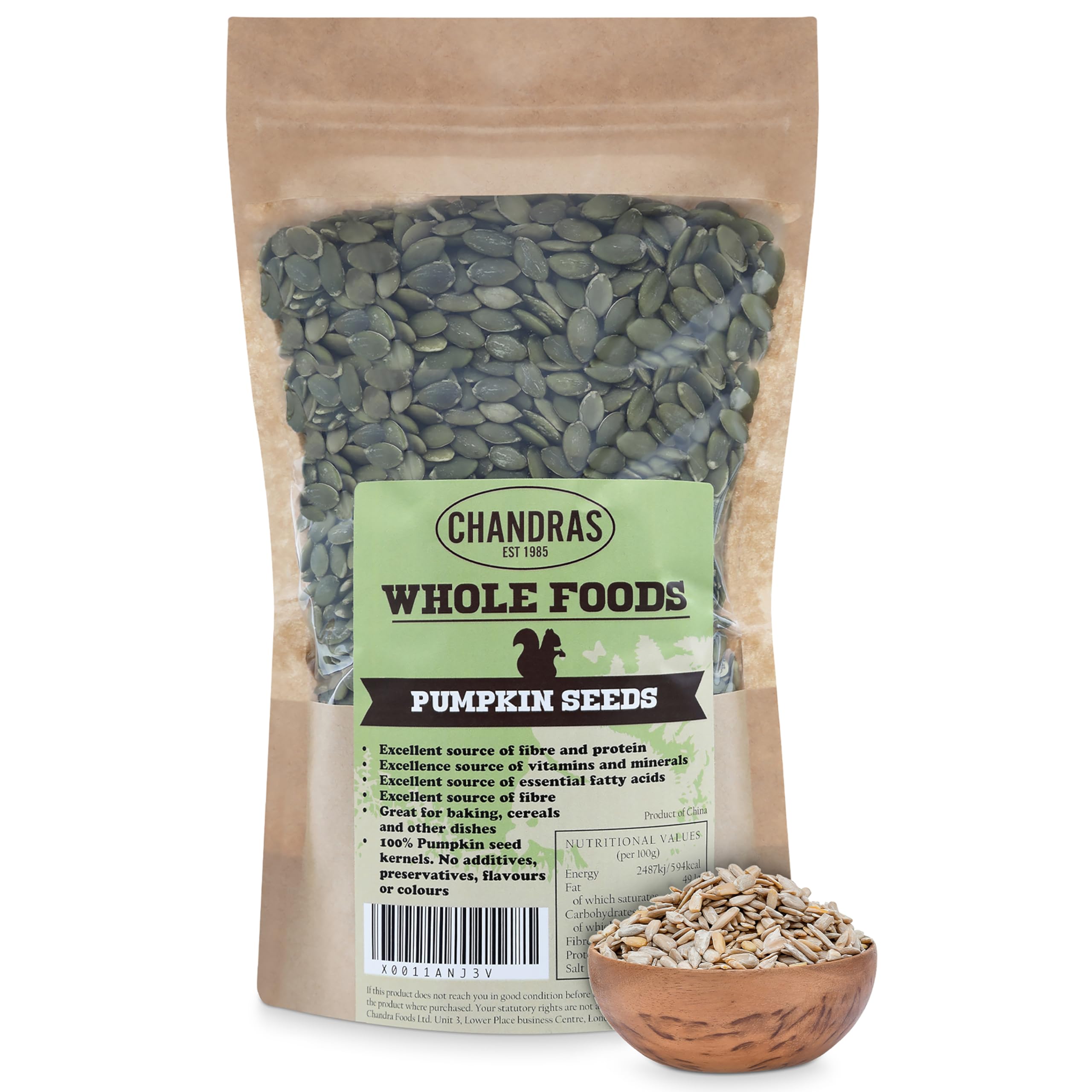 CHANDRA Raw Pumpkin Seeds - 1kg Pack | High Fibre, Keto & Vegan Friendly