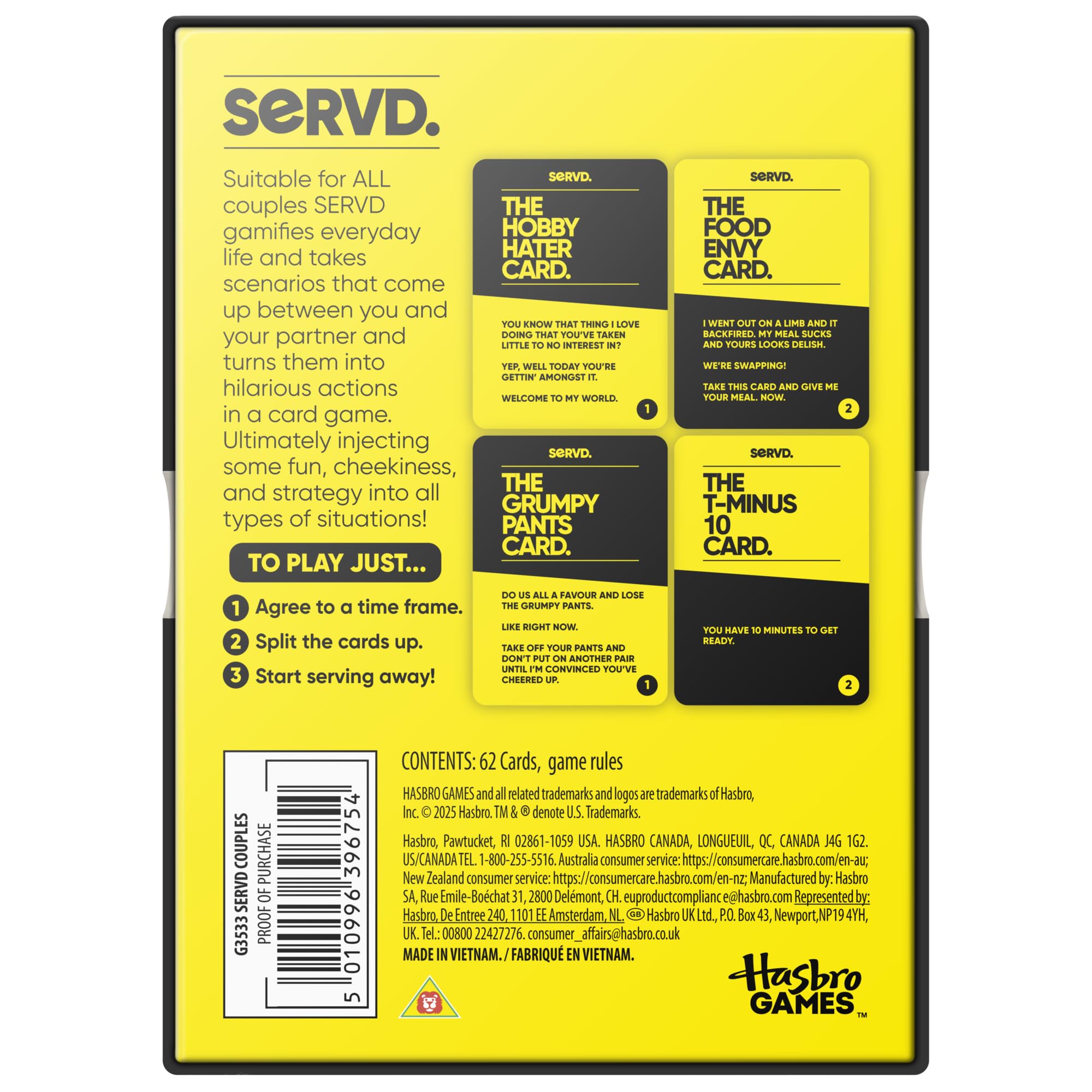 Hasbro SERVD Couples Game | Real-Life Card Game for 2 Players | Ages 17+