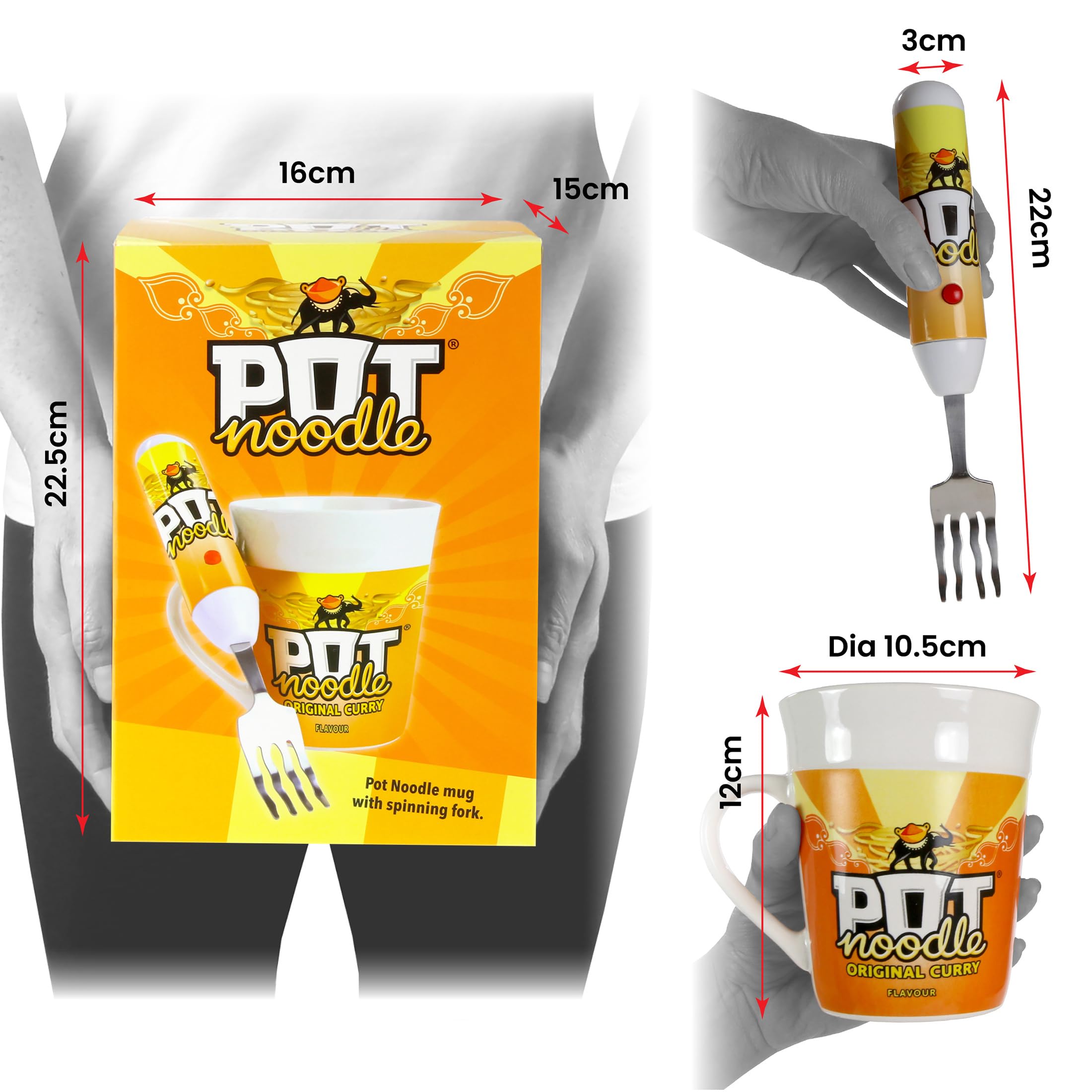 Kimm & Miller Pot Noodle Gift Set with Spinning Fork & Mug - Original Curry Novelty 2