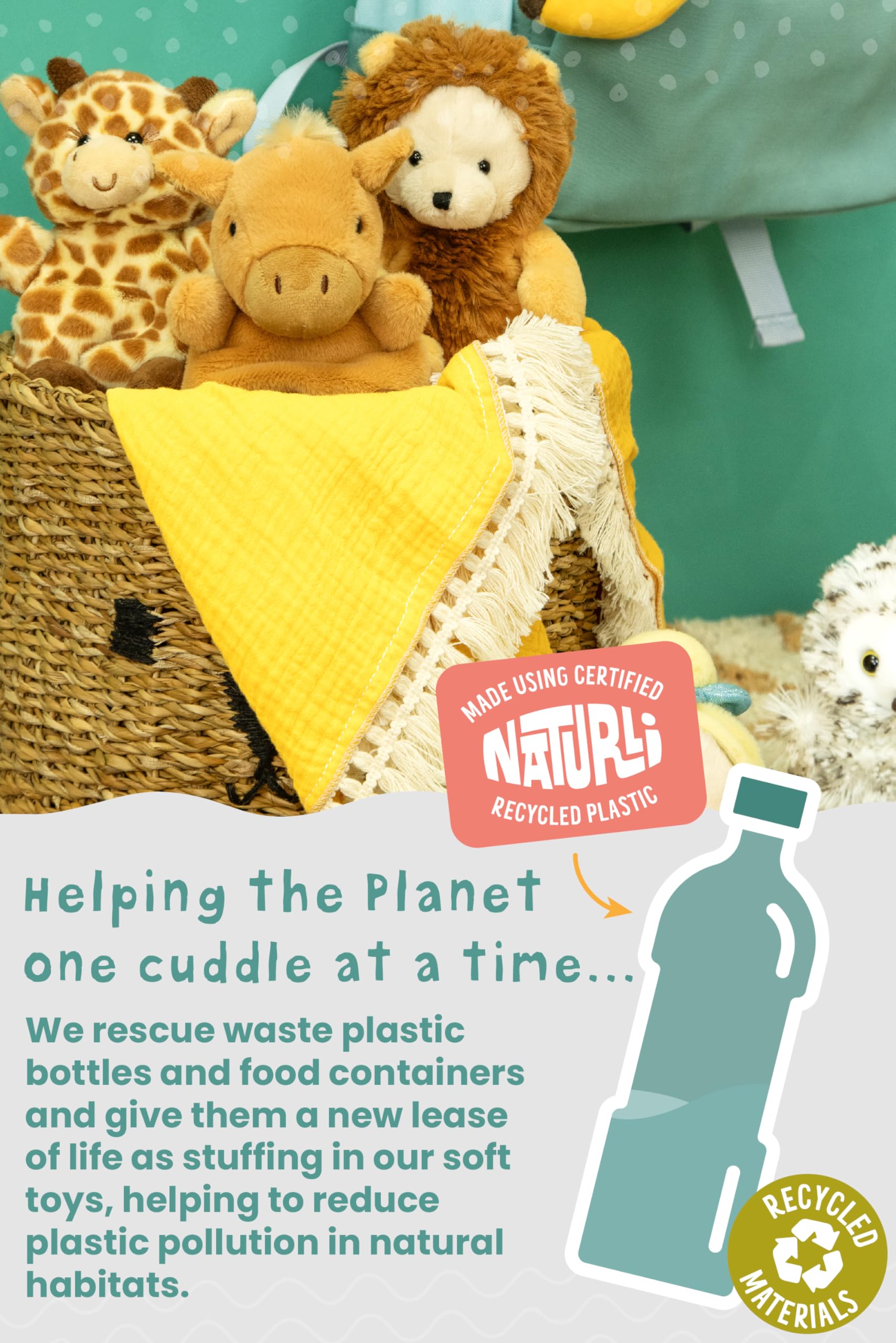 Living Nature Soft Toy Gift Bundle - 6 Pack Farm Buddies with Educational Animal Facts 7