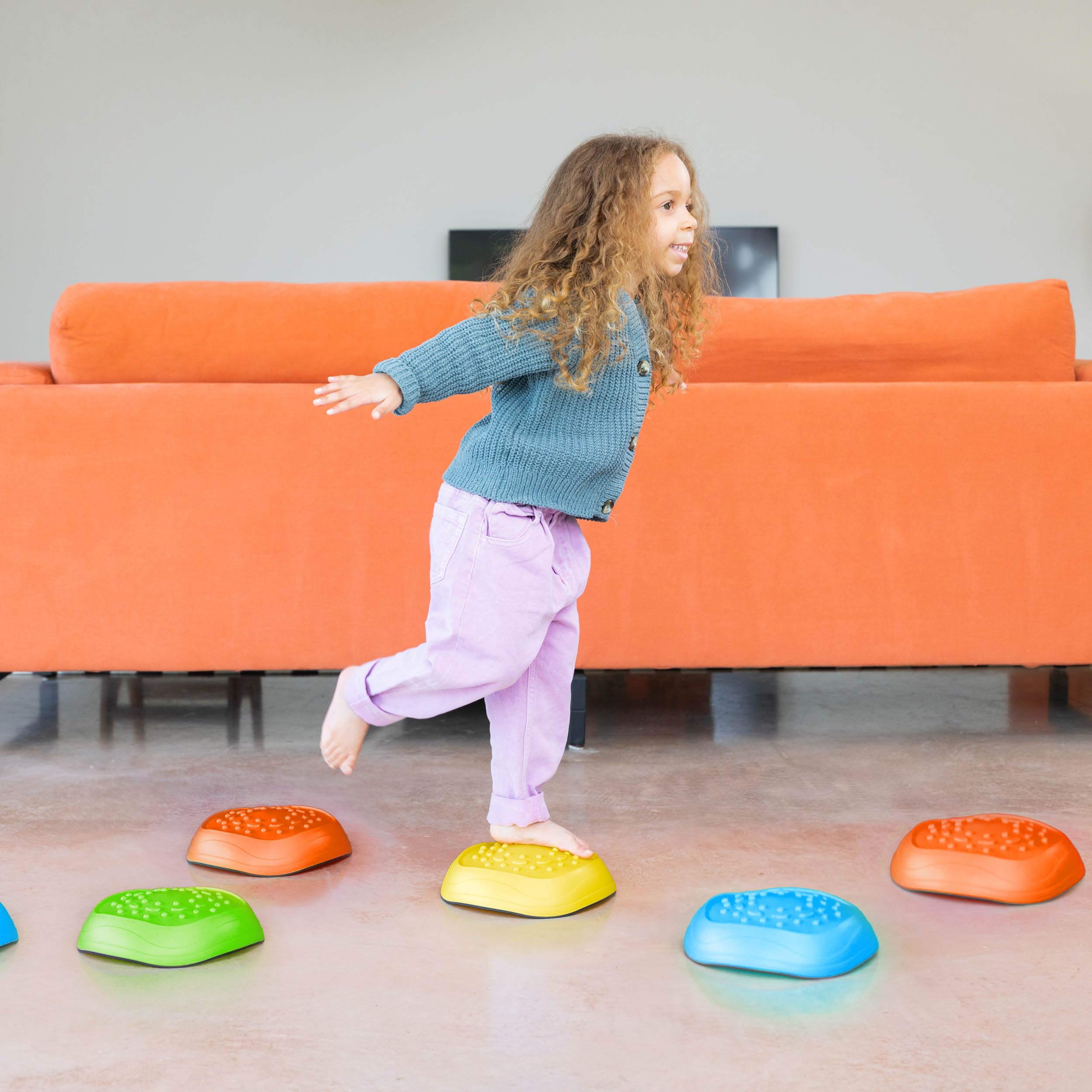 Toyrific Stepping Stones Balance Game - 8 Colourful Non-Slip Sensory Stones for Kids 3+ 6