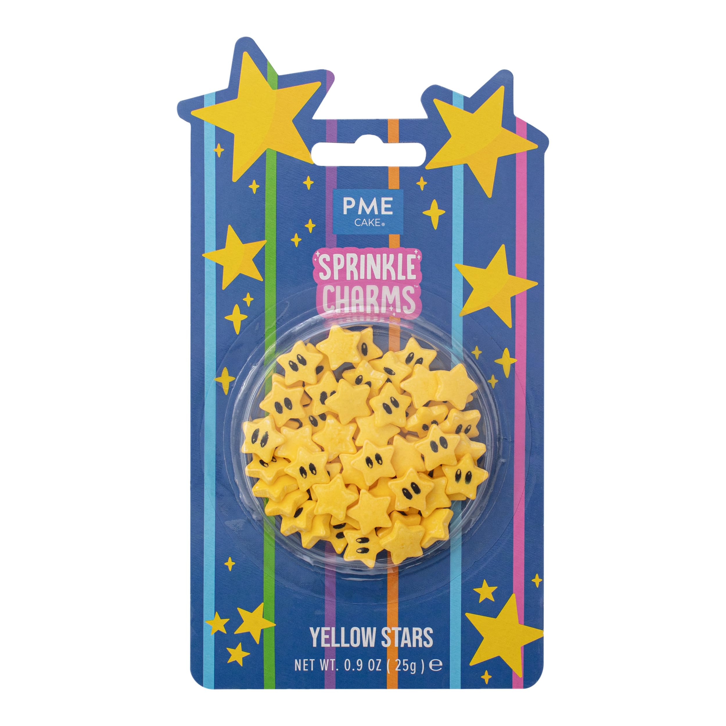 PME Cake Yellow Stars Sprinkle Charms - Edible Decoration | 25g (0.9oz) | 10mm Size