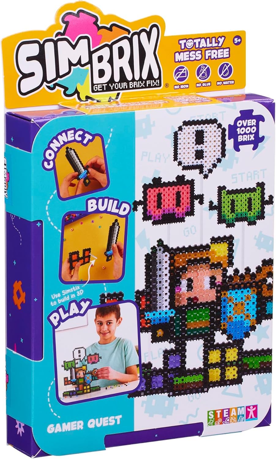 Simbrix 08184 Starter Pack Gamer Quest - 1000+ Piece 2D & 3D Pixel Art Building Set for Kids 5+