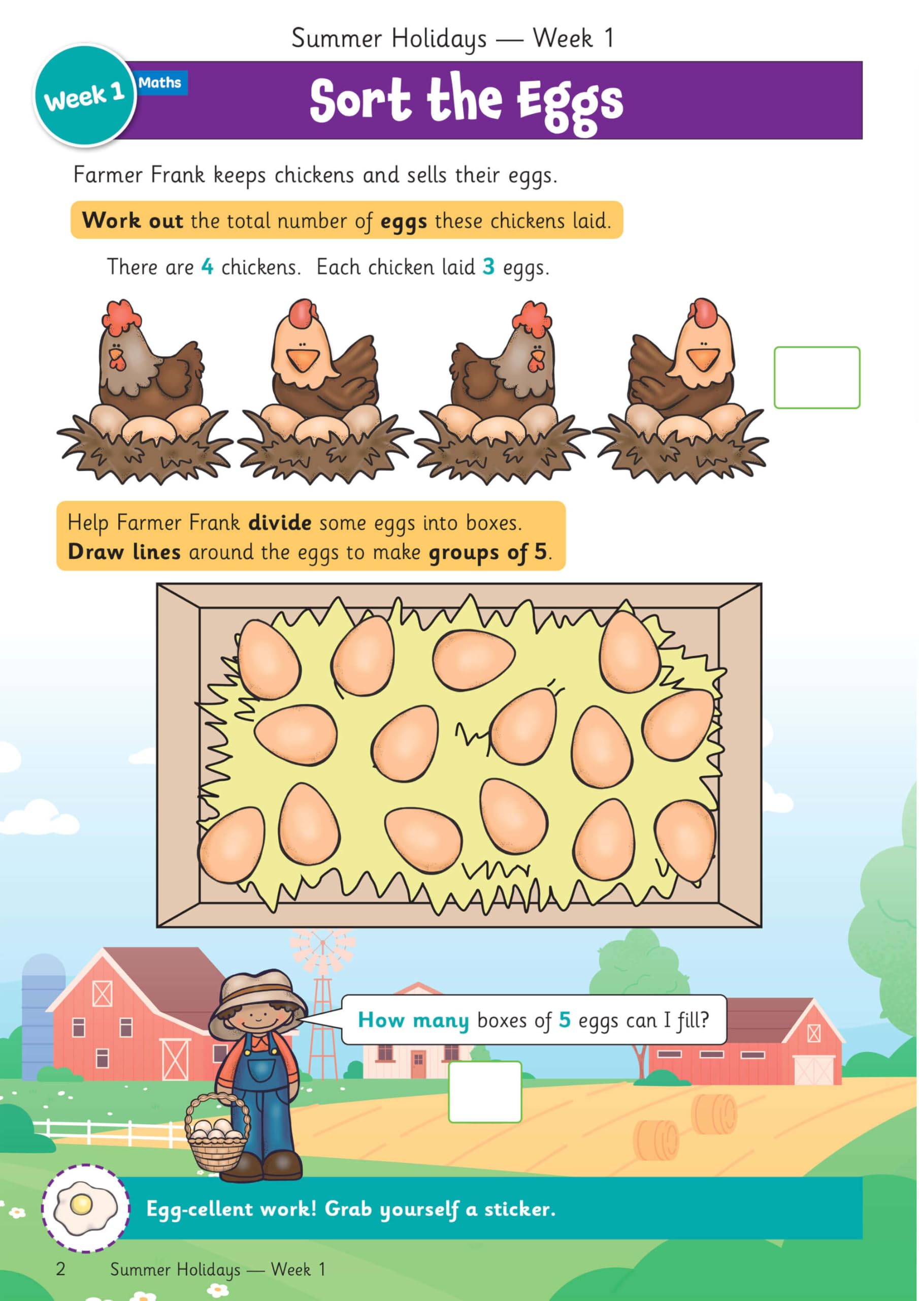 CGP Summer Holidays Activity Workbook - Year 1 to Year 2 Transition | Curriculum Aligned | 64 Pages