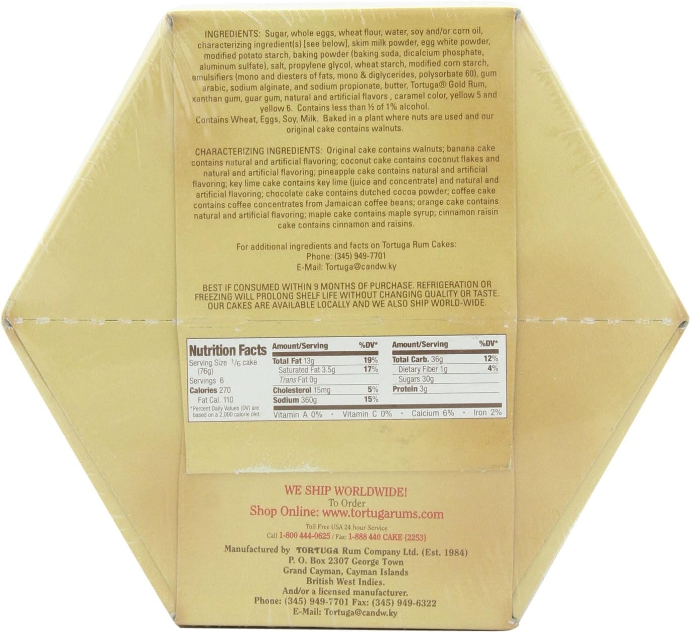 Tortuga Golden Original Rumkuchen mit Walnüssen, 454g 5