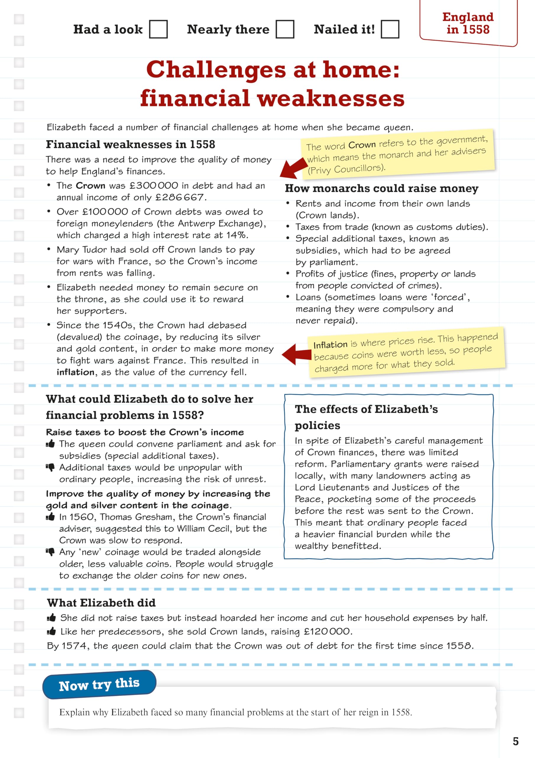 PEARSON EDUCATION REVISE Edexcel GCSE (9-1) History Early Elizabethan England Revision Guide and Workbook + App 7