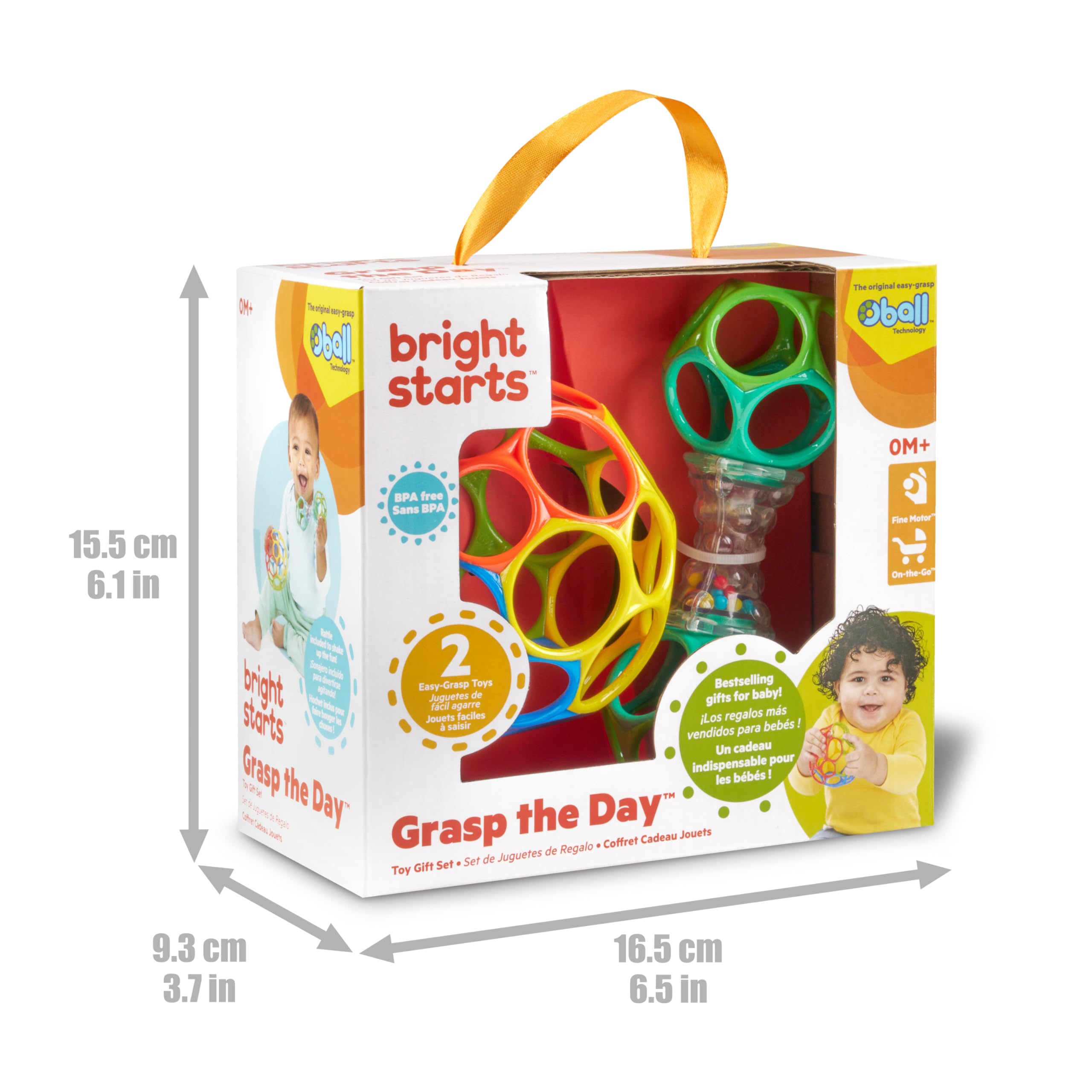 Bright Starts Easy-Grasp Oball Bundle Gift Set - Grasp The Day, Shaker & Classic Ball 5
