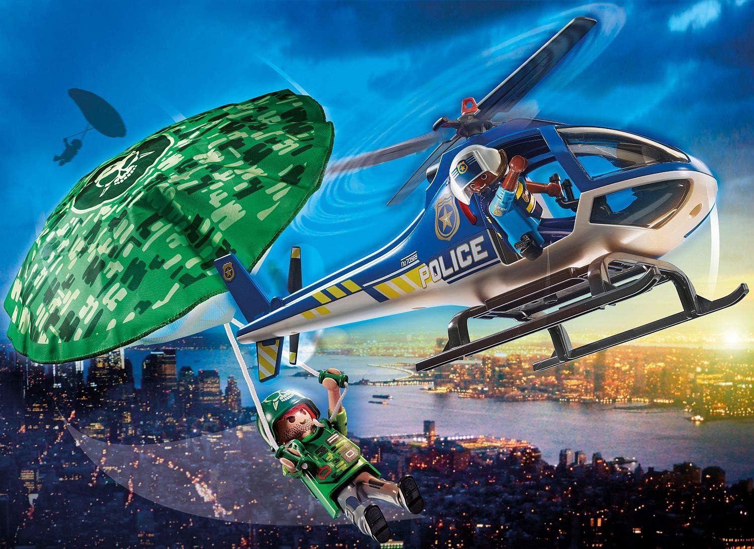 PLAYMOBIL City Action Police Parachute Search Playset - Helicopter Chase with Figures & Parachute for Ages 4-10 4