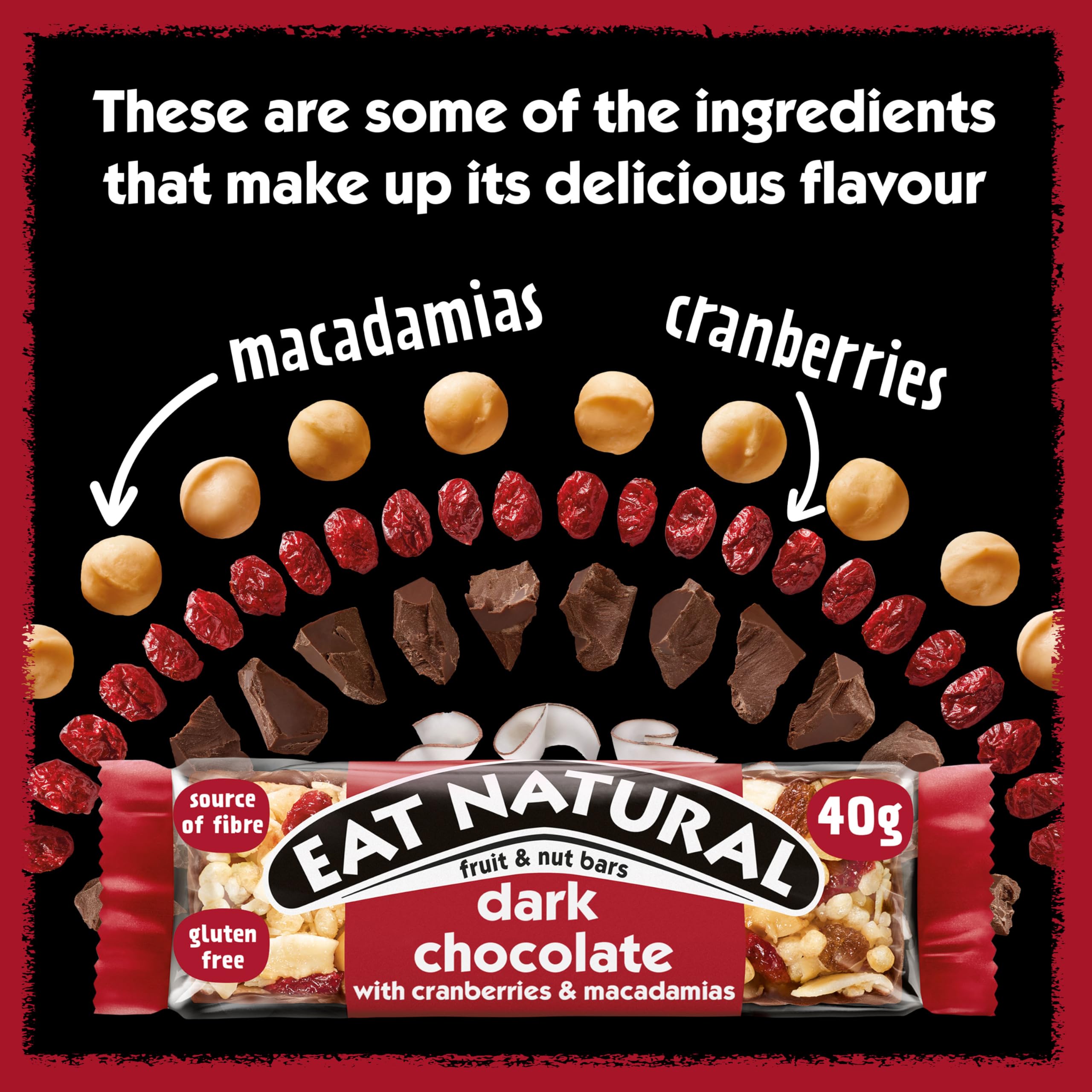 Eat Natural - Dark Chocolate with Cranberries & Macadamias Fruit & Nut Bar (30g) 5