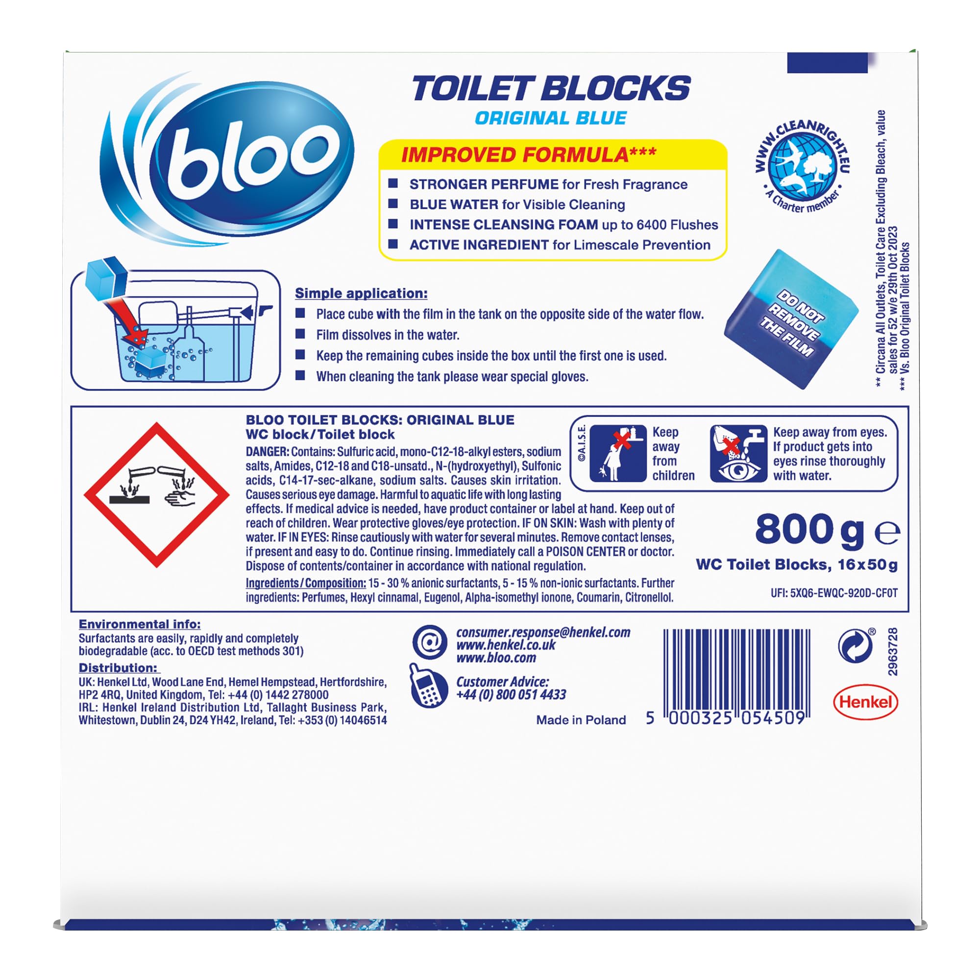 Bloo - Original Blue Toilet Block In-Cistern Cleaner, 16 Pack 6