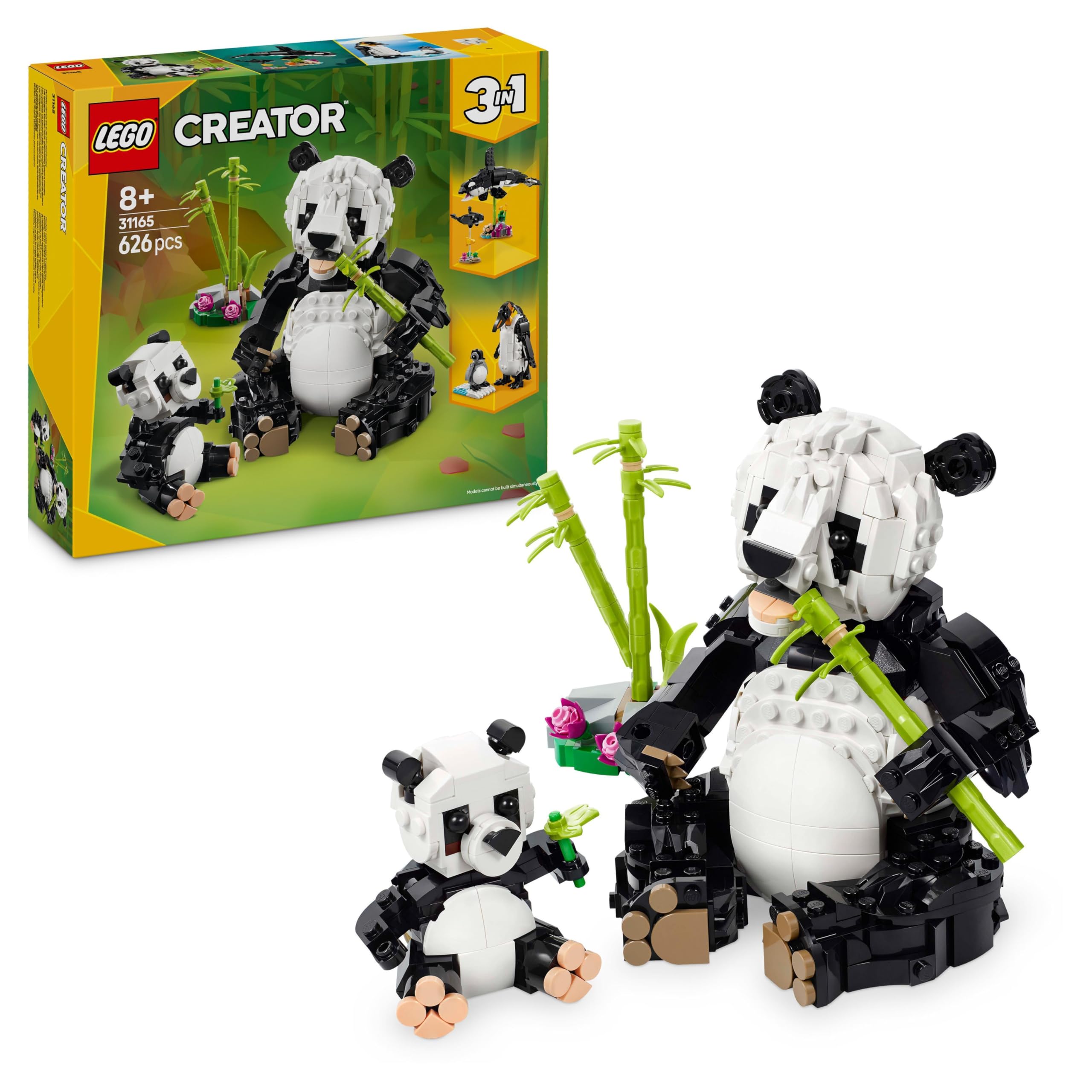LEGO Creator 3in1 Wild Animals: Panda Family Building Set - Rebuilds into Orca & Penguin